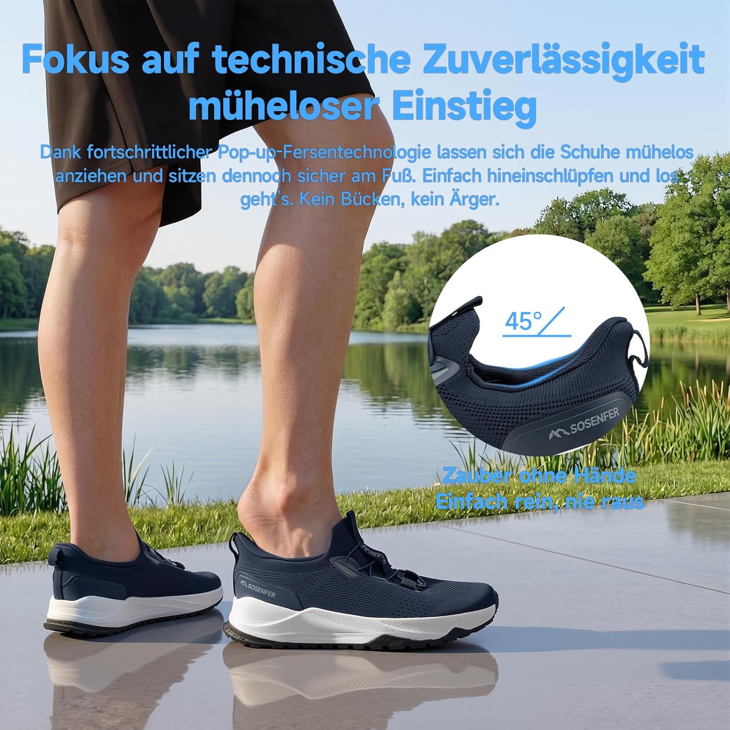 Thumbnail 2 de Sosenfer Slip on Herren Sneakers für breite Füße – Luftige, rutschfeste Outdoor-Schuhe