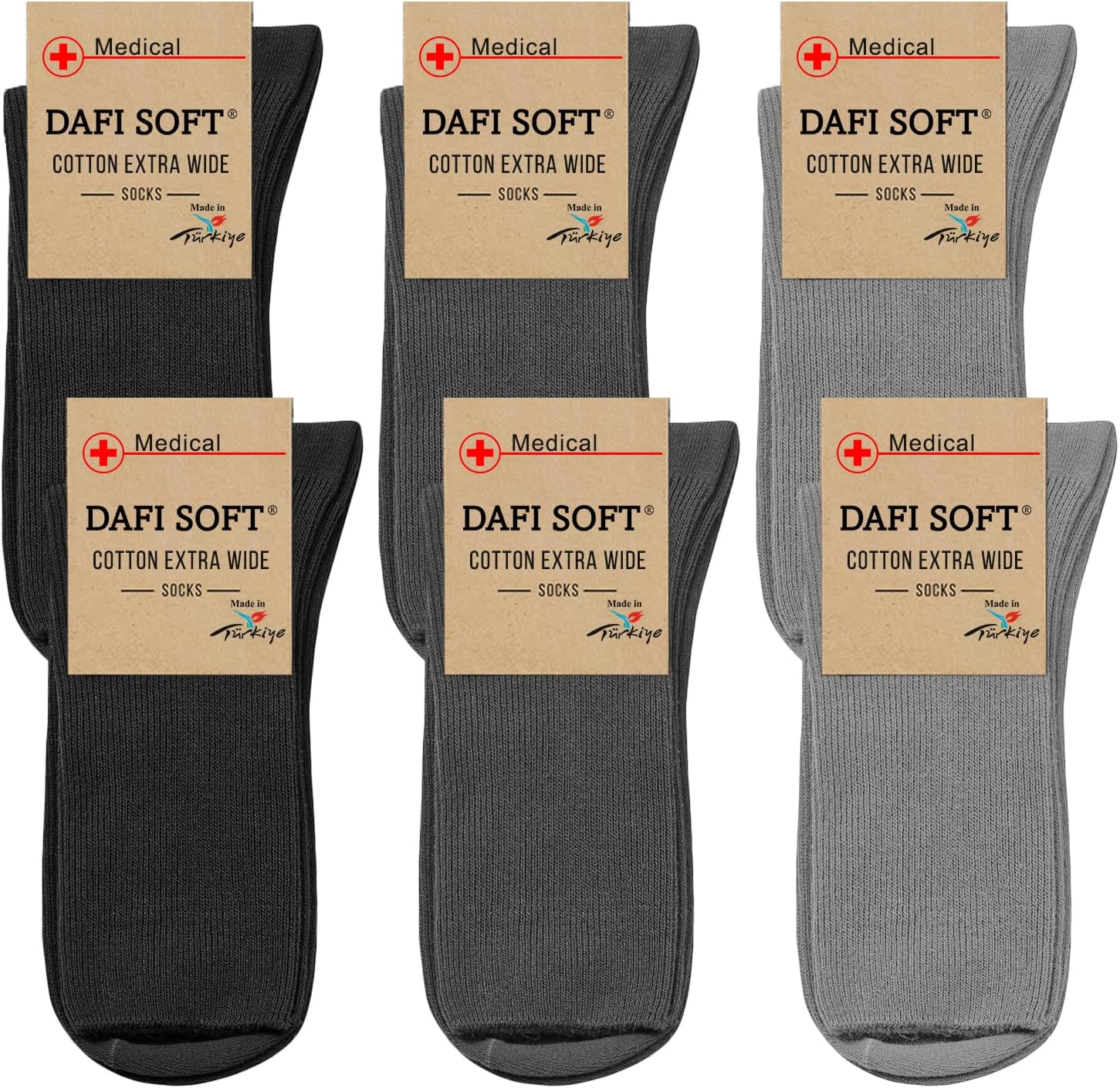 Thumbnail 6 de Dafi Soft Diabetic Extra Wide Socks (6 Pairs) – Cotton, Seamless Toe, Made in Turkey