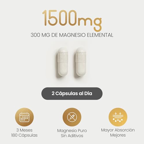 Detalle de Glicinato de Magnesio VitaBright Glycinate 1500 mg — 180 cápsulas veganas para dormir
