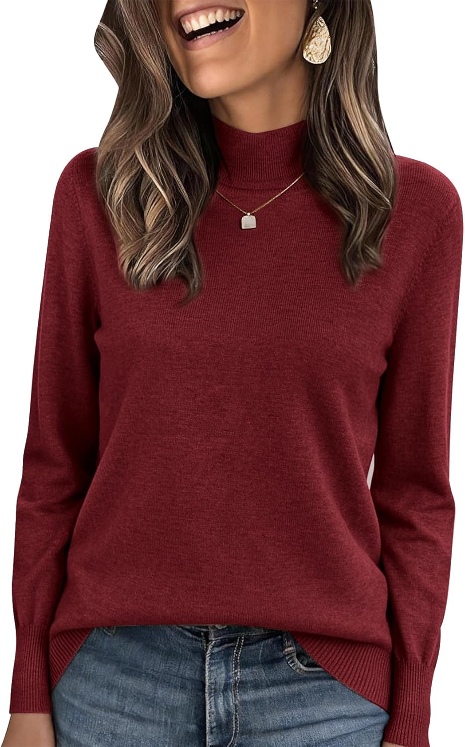 Thumbnail 6 de PEHMEA Women's Mock Neck Jumper – Light Wool Blend, Soft Warm Pullover