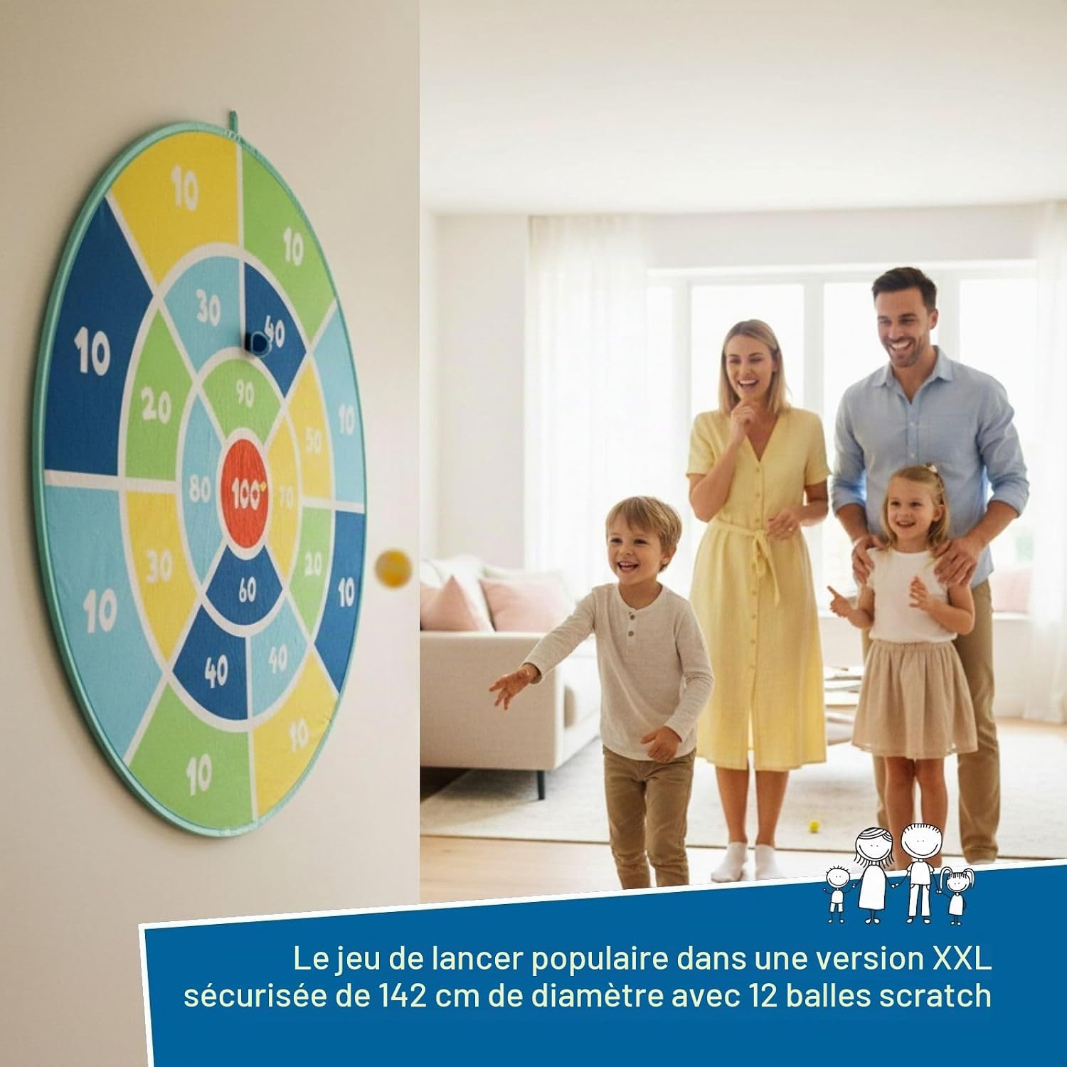 Thumbnail 2 de alldoro 60061 XXL-dartbord met klittenbandballen, pop-up en draagtas