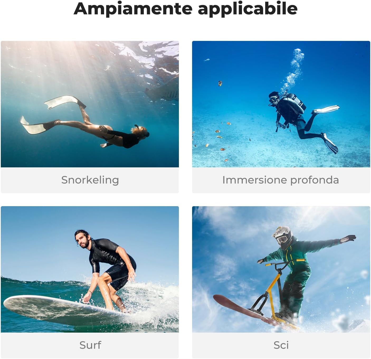 Detalle de Custodia impermeabile per DJI Osmo Action 6 di K&F CONCEPT — protezione fino a 60 m con slitta fredda e inserti antiappannamento