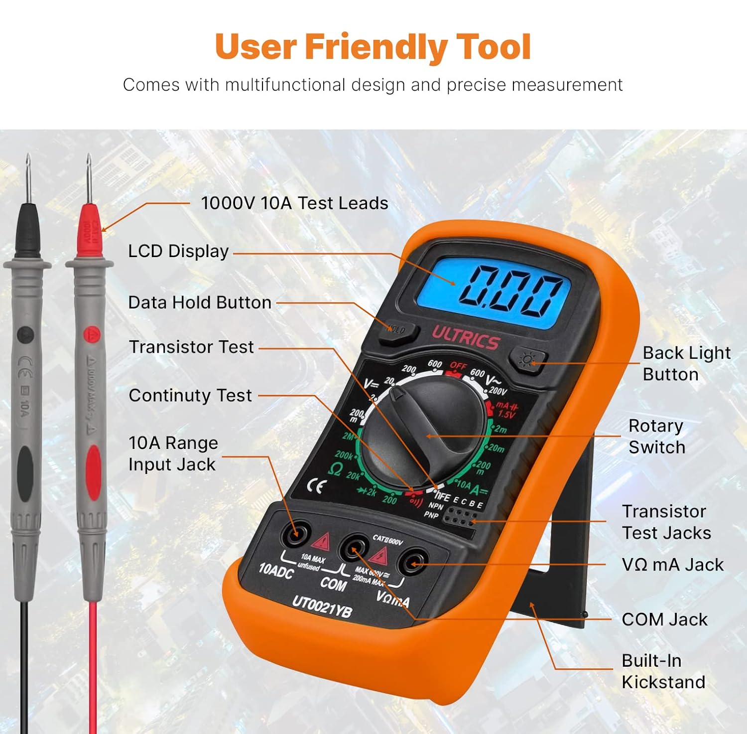 ULTRICS Digital Multimeter 9V multi tester