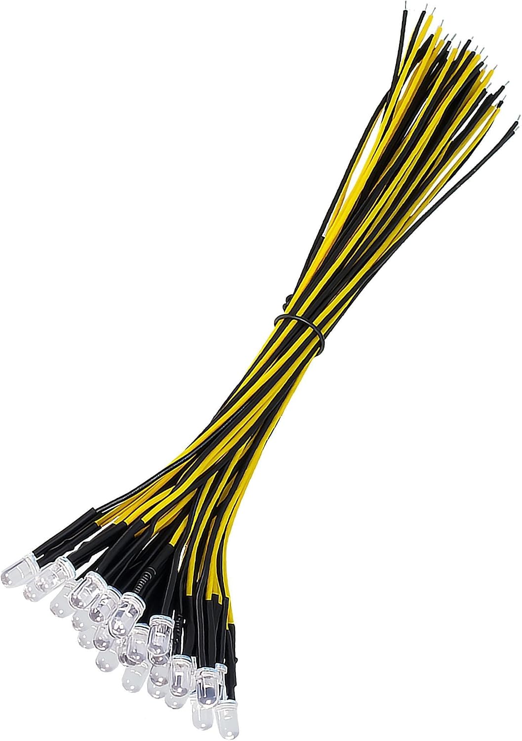 Detalle de VIBICCK 5mm Yellow Pre-Wired LED Lights, 20-Pack, DC 12V, Clear Lens