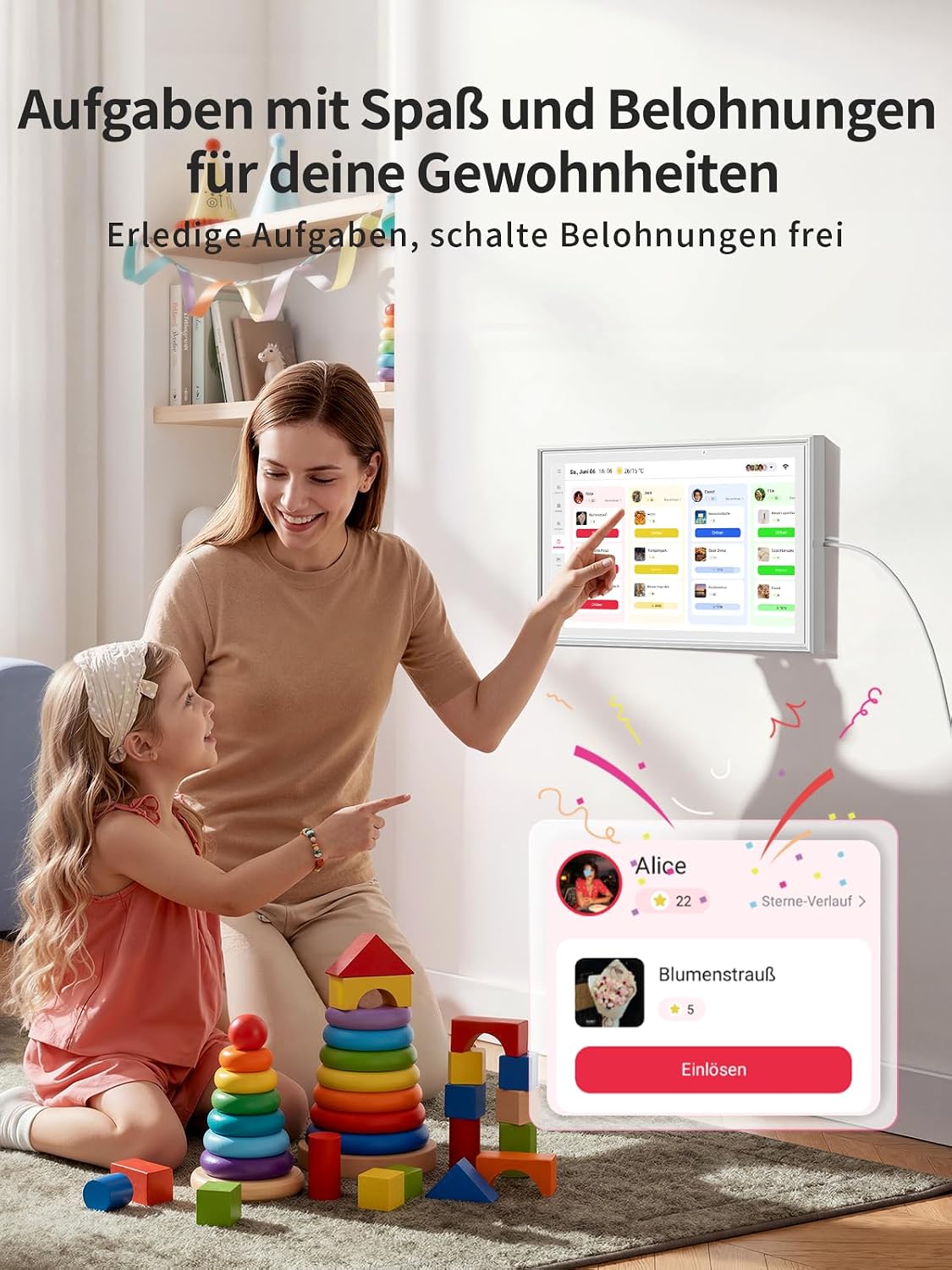 Detalle 2 de Airzeen Digitaler Kalender – Elektronischer Wandkalender für Familien mit 10,1" Display