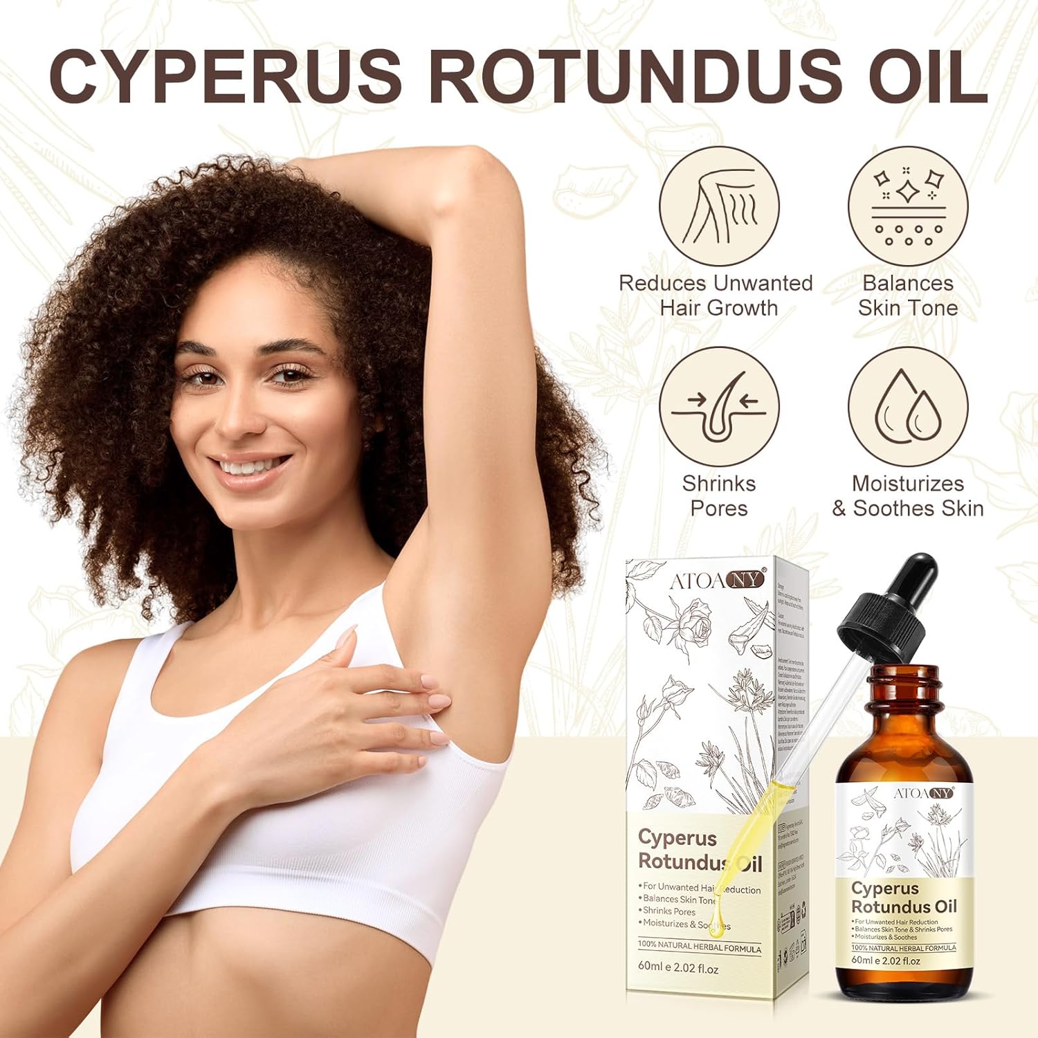 Detalle de Olio di Cyperus Rotundus 60 ml per depilazione – idrata, lenisce e può ridurre la ricrescita