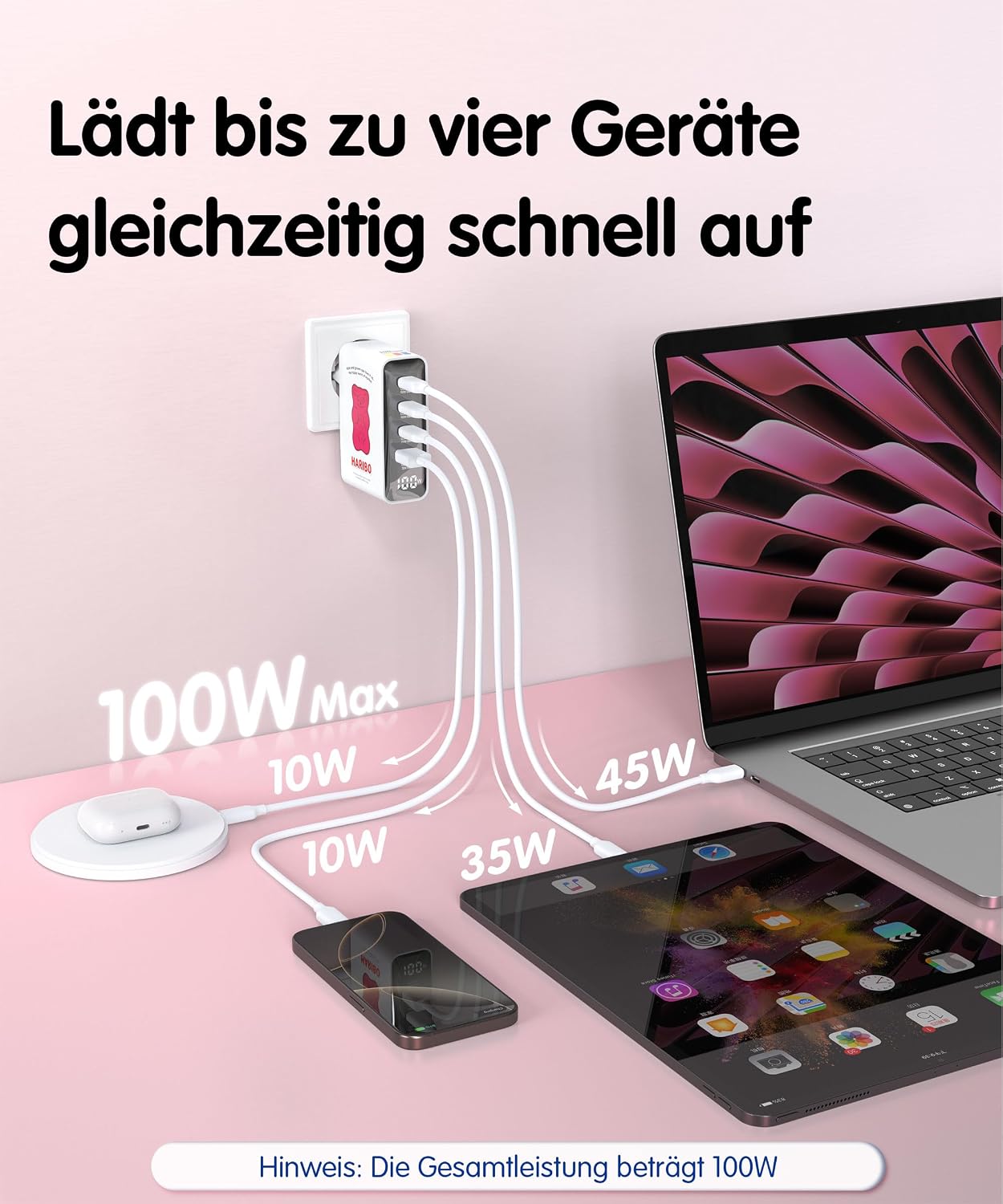 Detalle de DCHK HARIBO 100W 4-Port USB-C Ladegerät