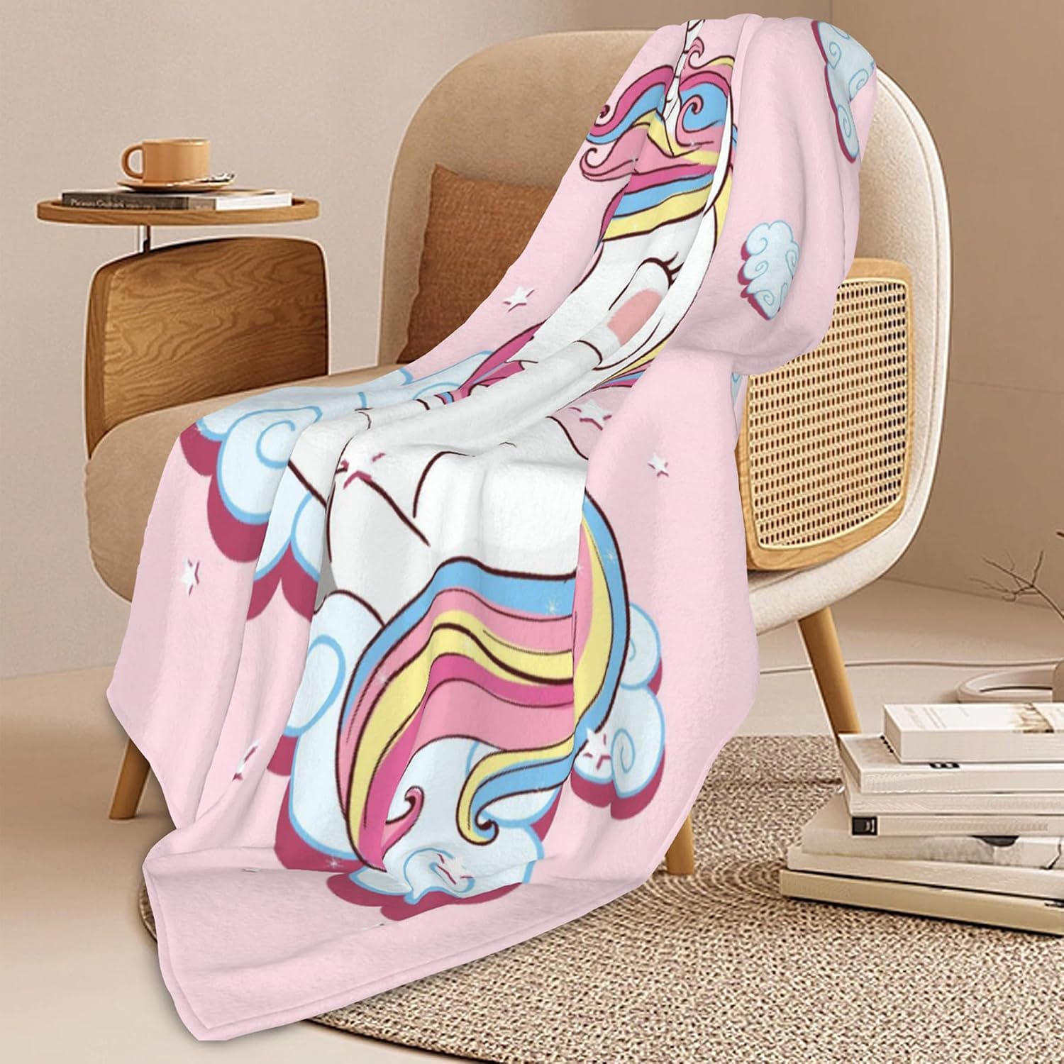 Detalle de HUSITI Pink Cute Decor Throw Blanket (50x60) – Soft Flannel Velour for Home, Travel and Gift