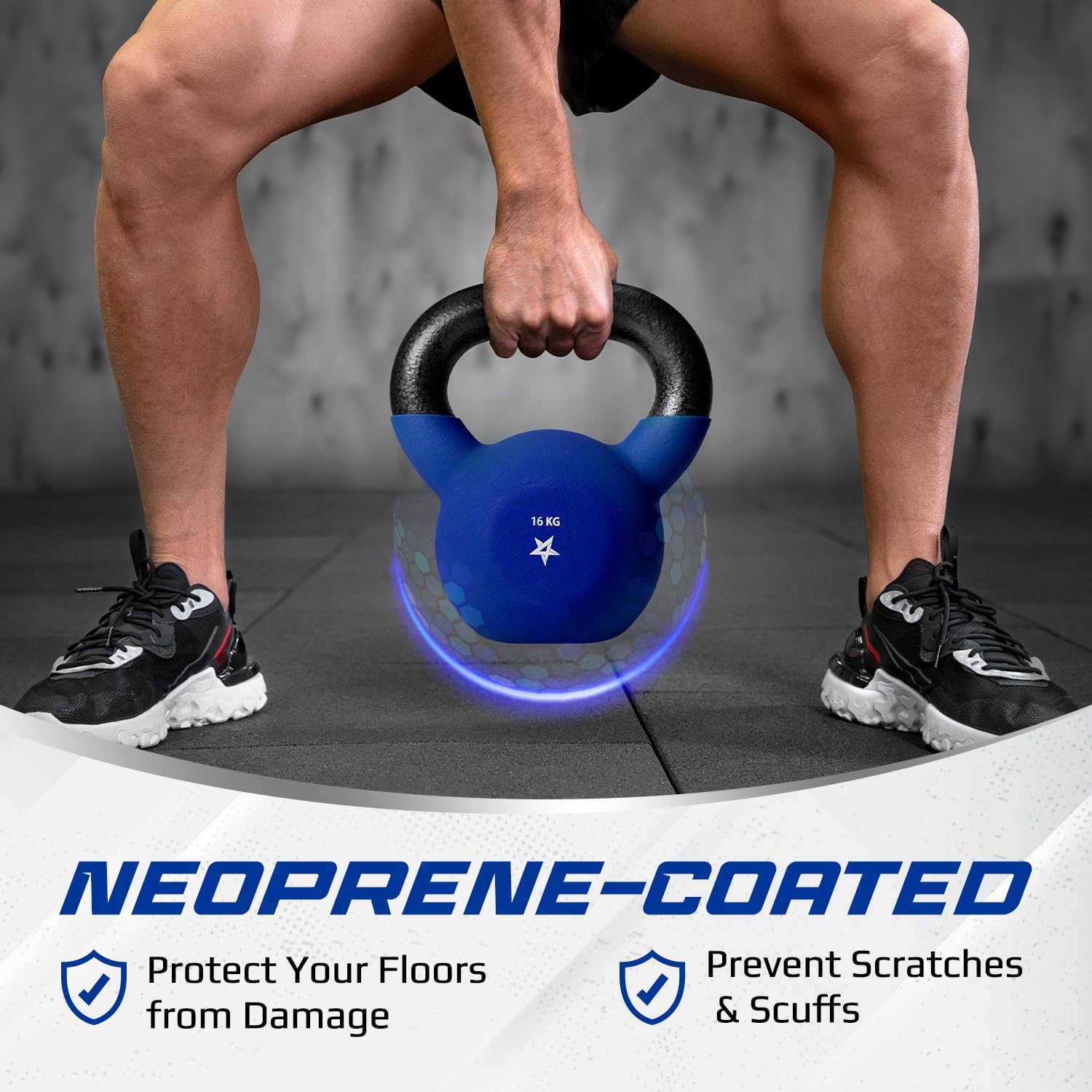 Detalle de Yes4All Kettlebell aus Gusseisen (Neopren) – 2–20 kg, farbcodiert