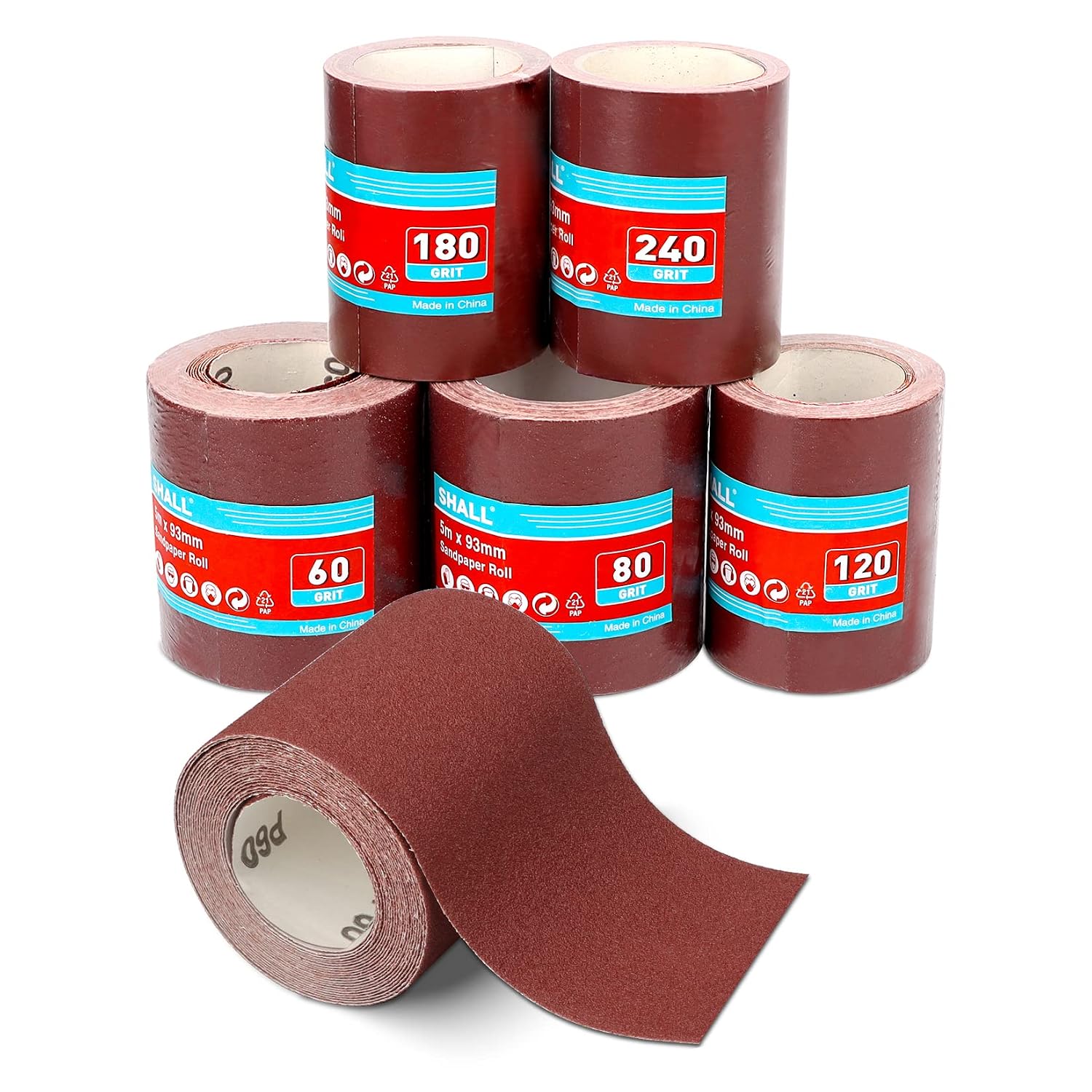 Detalle de SHALL Sandpaper Roll Set 9.3cm x 5m, 5 grits ๐