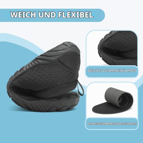Detalle de Mishansha Herren Barfuß Wasserschuhe Massiv Schwarz Gr.42