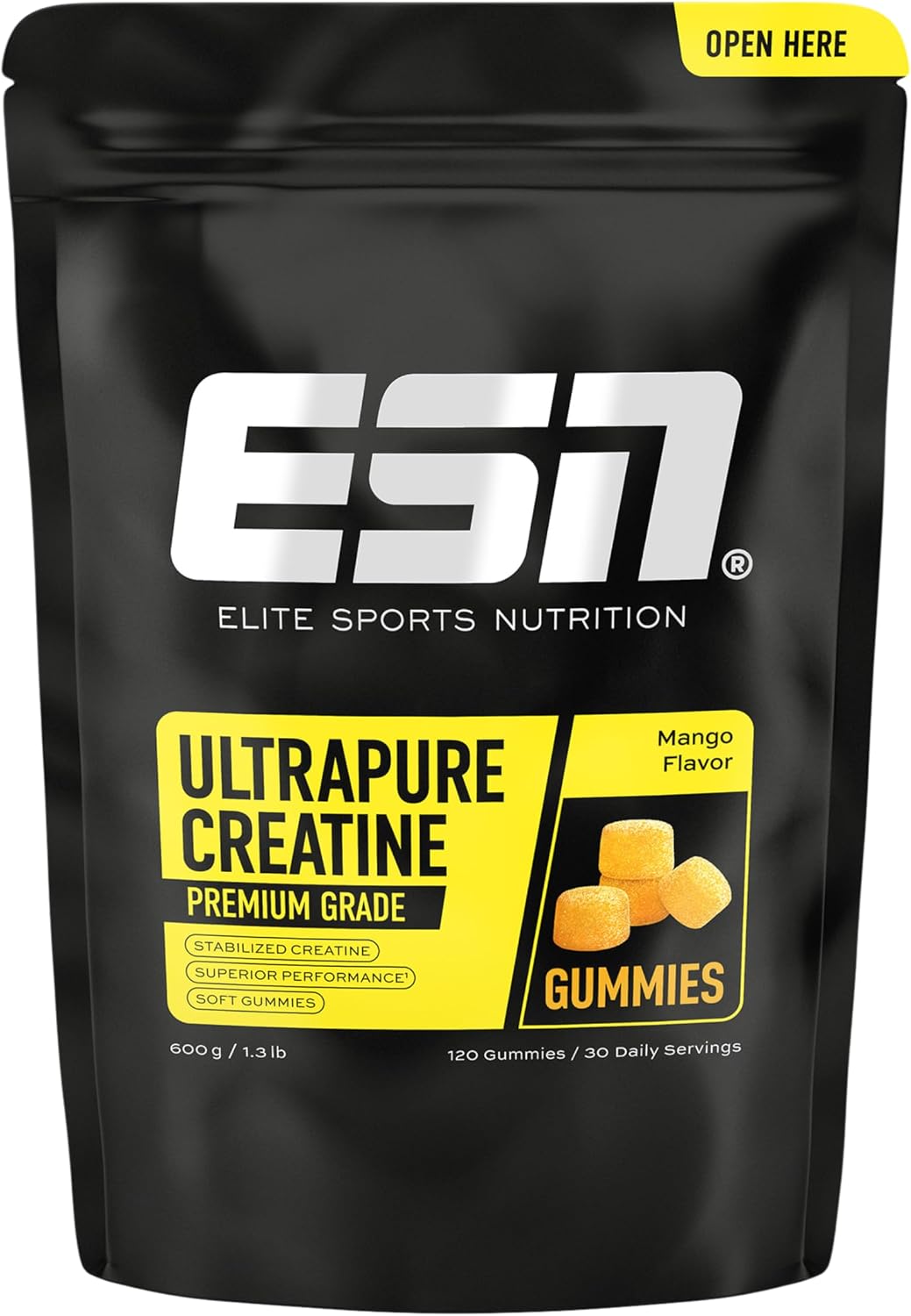 Imagen de ESN Ultrapure Creatine Gummies: 120 caramelle mango, 30 porzioni, 3,4 g di creatina monoidrato per porzione en OfertitasTOP
