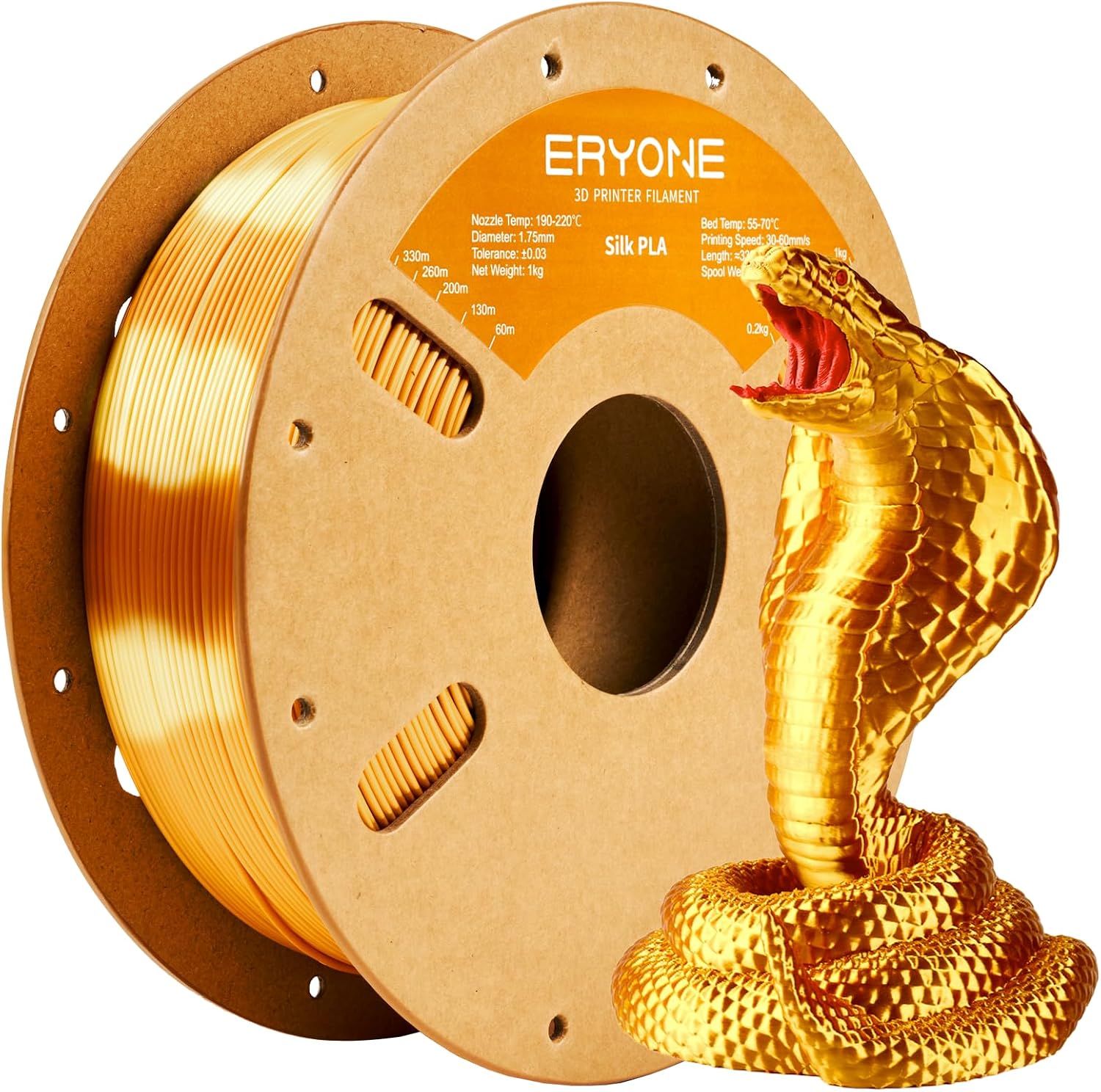 Detalle de ERYONE Silk Color PLA Filament, 1.75 mm, Silk Glod, 1 kg