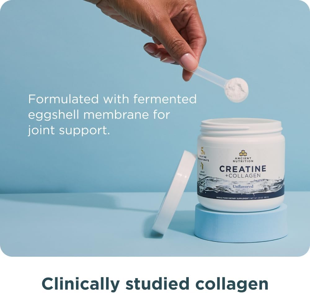 Detalle de Ancient Nutrition 5g Creatine Monohydrate + Collagen Powder for Women