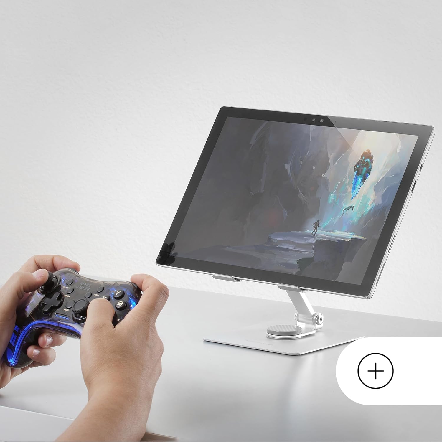 Detalle de Mars Gaming MA-RST supporto per tablet e convertibili 2in1 fino a 13" con rotazione 360° e altezza regolabile
