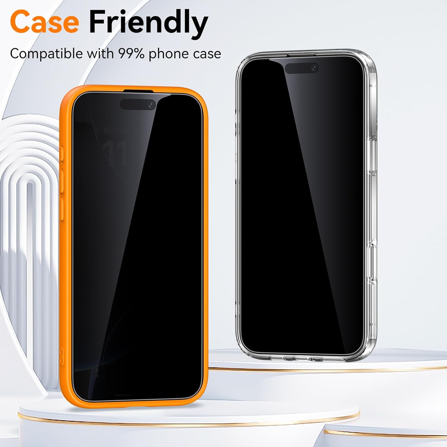 Thumbnail 4 de Ksleri 3 Pack Privacy Screen Protector for iPhone 16/15 – 9H Ultra‑Durable, 25° Narrow Privacy with Auto‑Align Kit