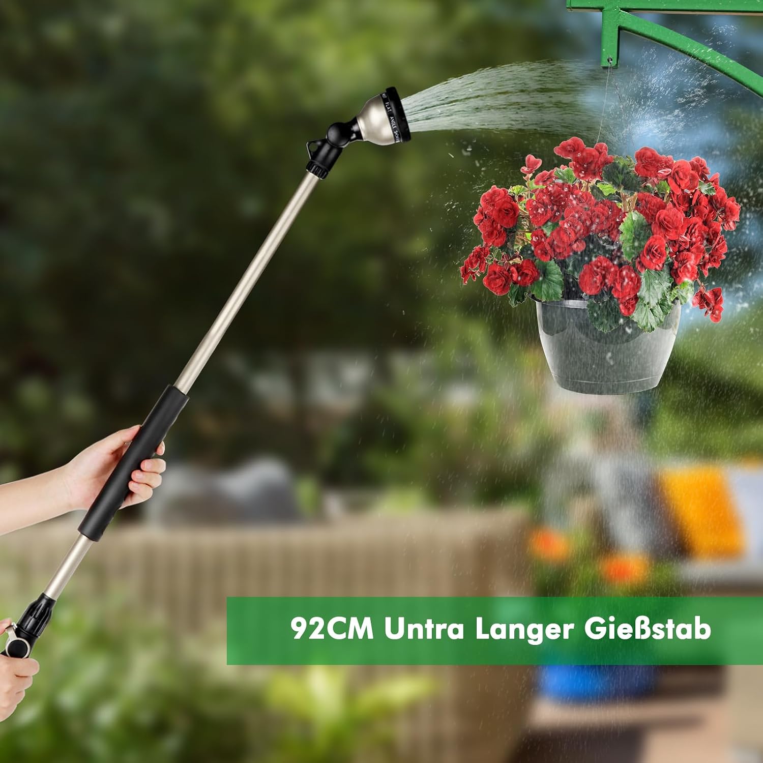 Detalle 2 de Restmo 92 cm Ultra Langer Gießstab mit 180° schwenkbarem Kopf, 10 Sprühmustern & Daumenflusskontrolle