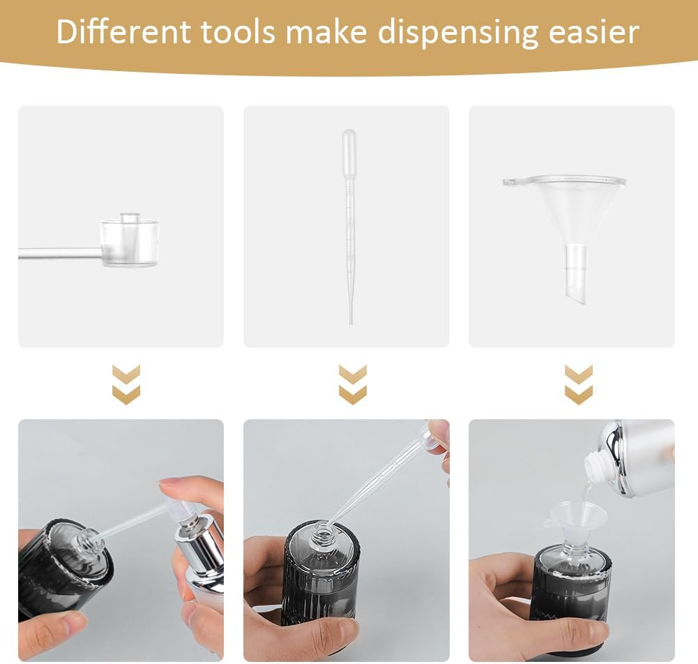 Detalle 2 de LOPHE Parfümzerstäuber 4x30ml – wiederbefüllbare Glas-Sprühflasche mit Zubehör für Reisen