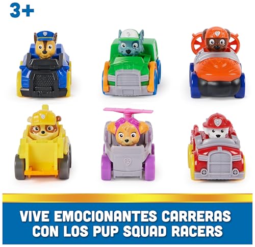 Detalle de Paw Patrol Pup Squad Racers Pack: 6 coches de Patrulla Canina para niños