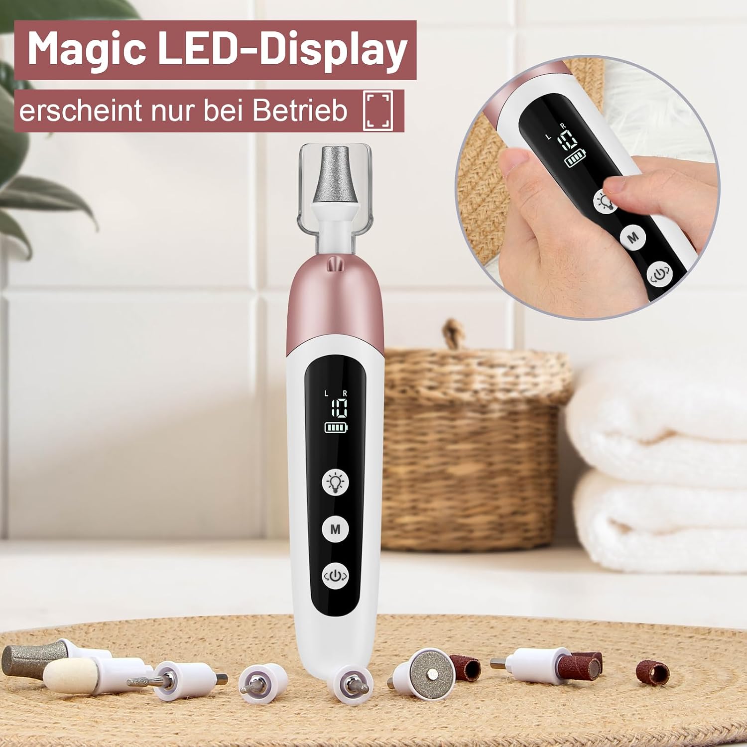 Detalle 2 de AOMEES Maniküre Pediküre-Set mit 9 Aufsätzen
