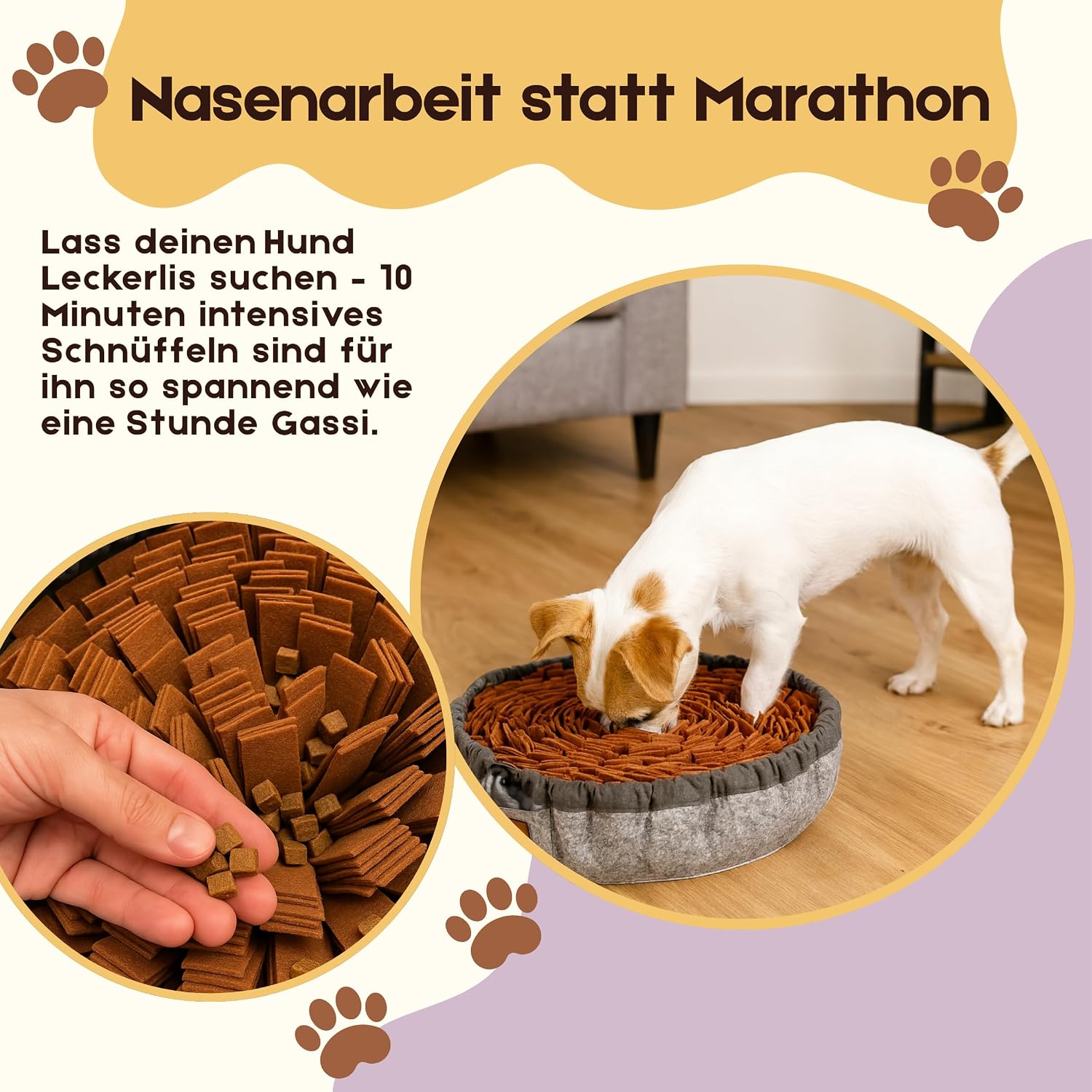 Detalle 2 de Schnüffelteppich Hund – 2-in-1 Set mit Leckerli-Beutel, rutschfest & waschbar