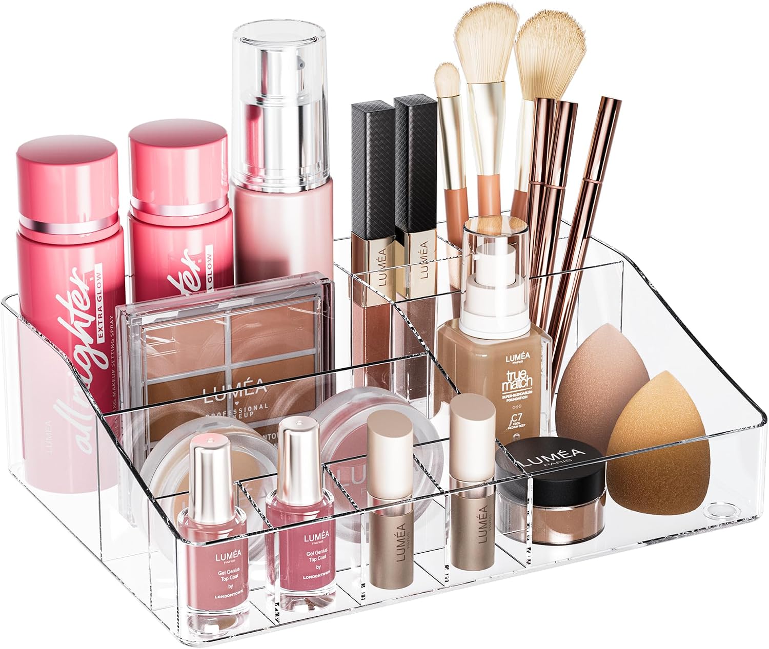 Detalle de DancesCat DC-Cosmetic Organisers Makeup Organiser with 7 Compartments and 2 Drawers