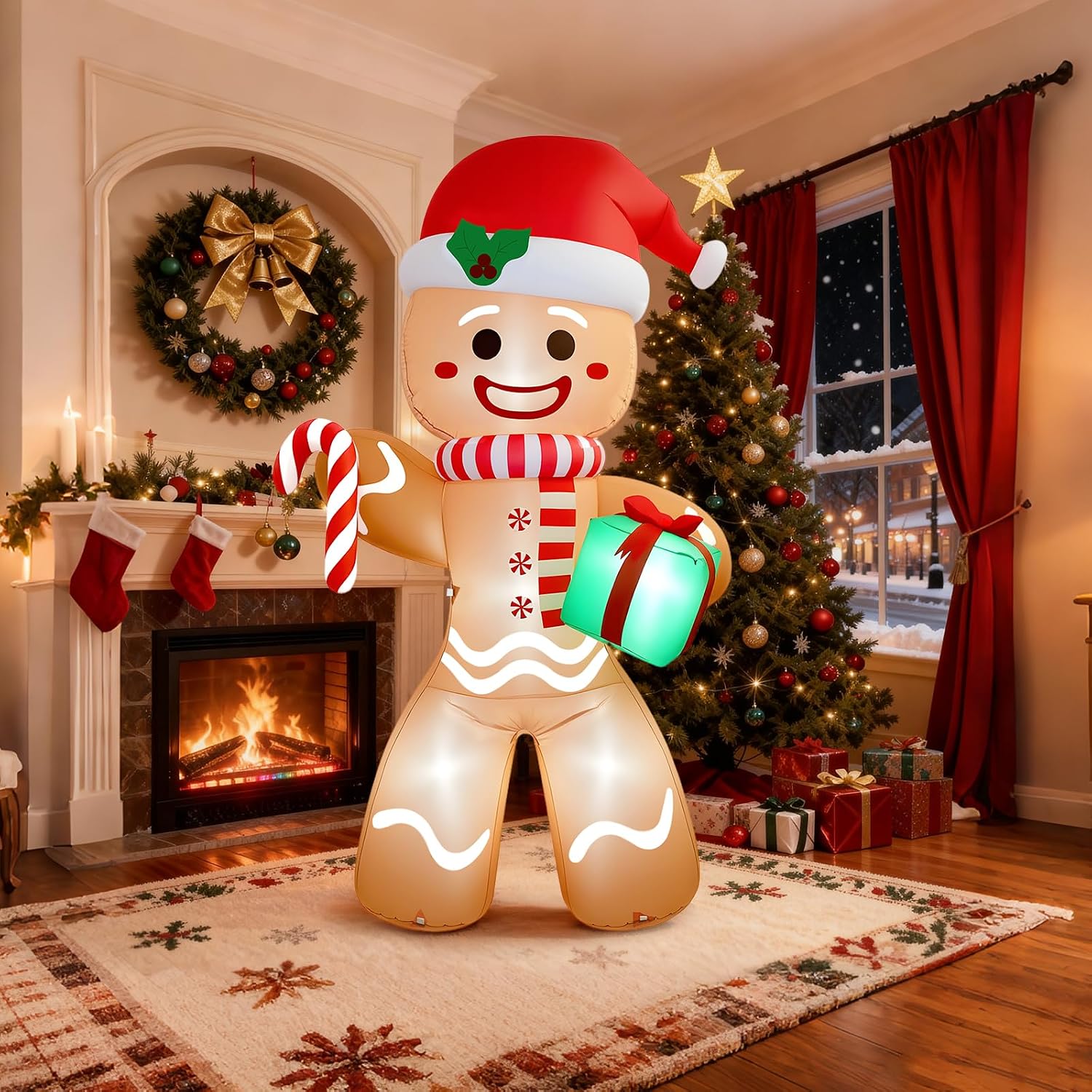Detalle de Partyotu 8FT Inflatable Gingerbread Man 🎄