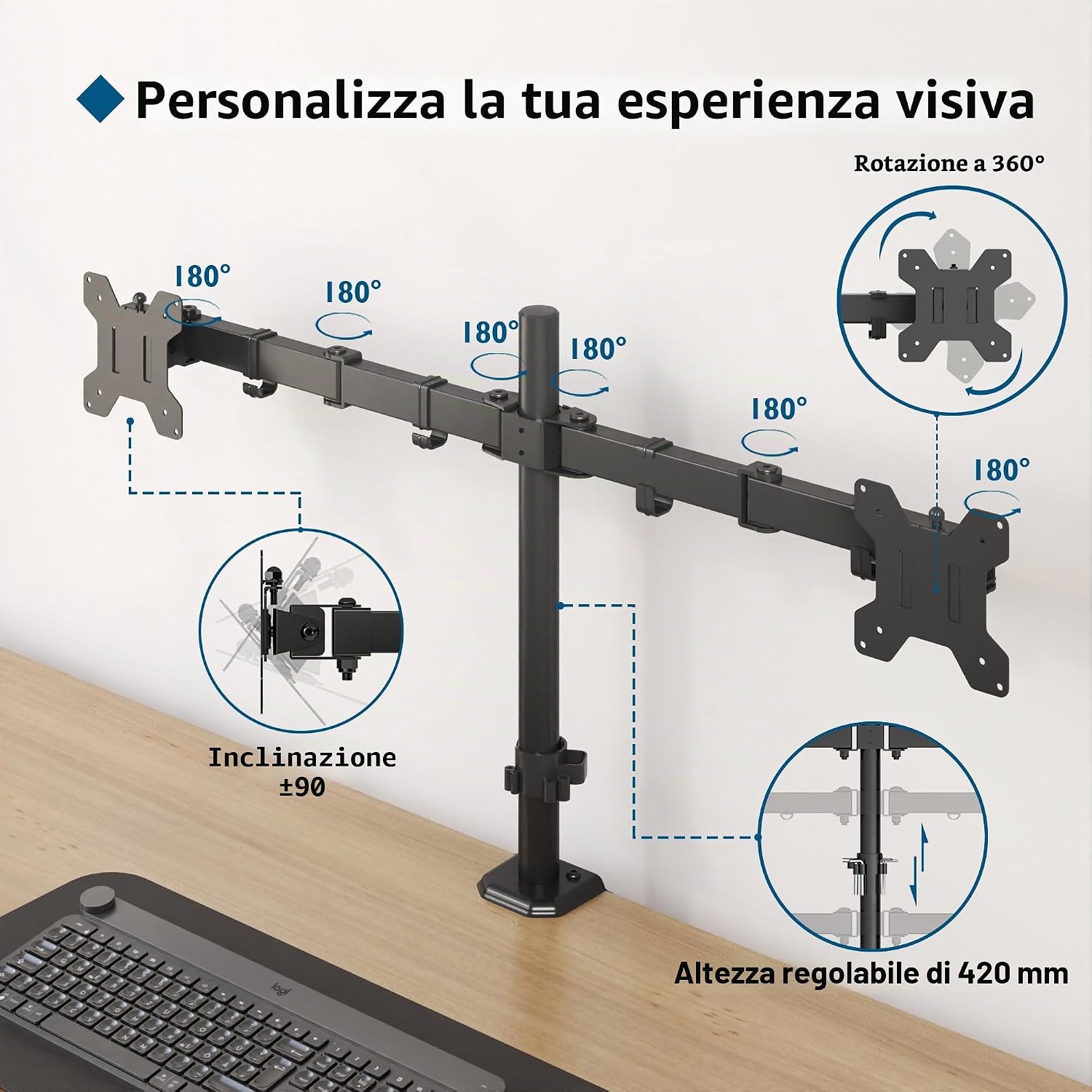 Thumbnail 2 de BONTEC Supporto Doppio Monitor 13–27" 8 kg