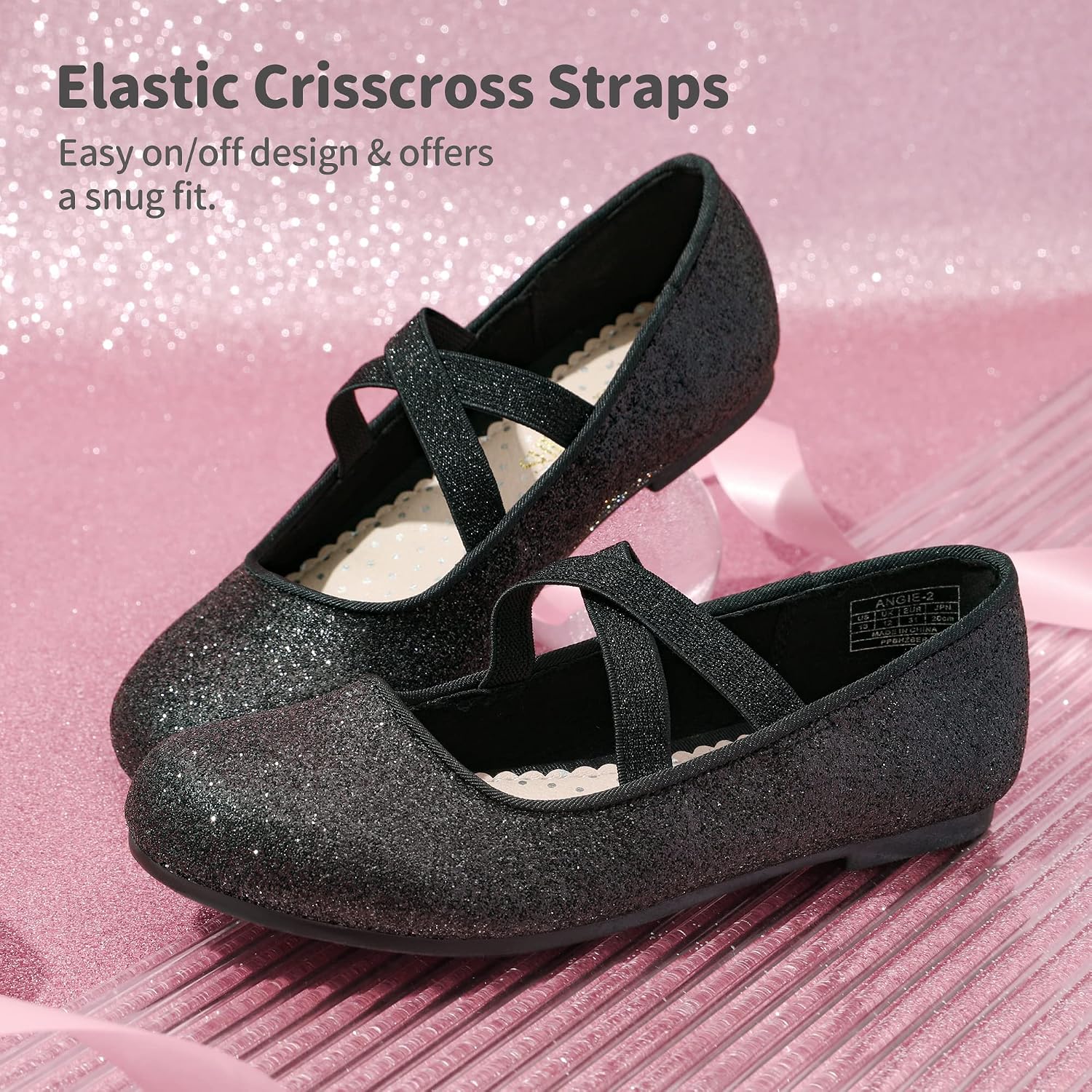 Detalle 2 de Dream Pairs Bambini Ballerine Mary Jane Angie-2: glitterate, comode e versatili per feste e principesse