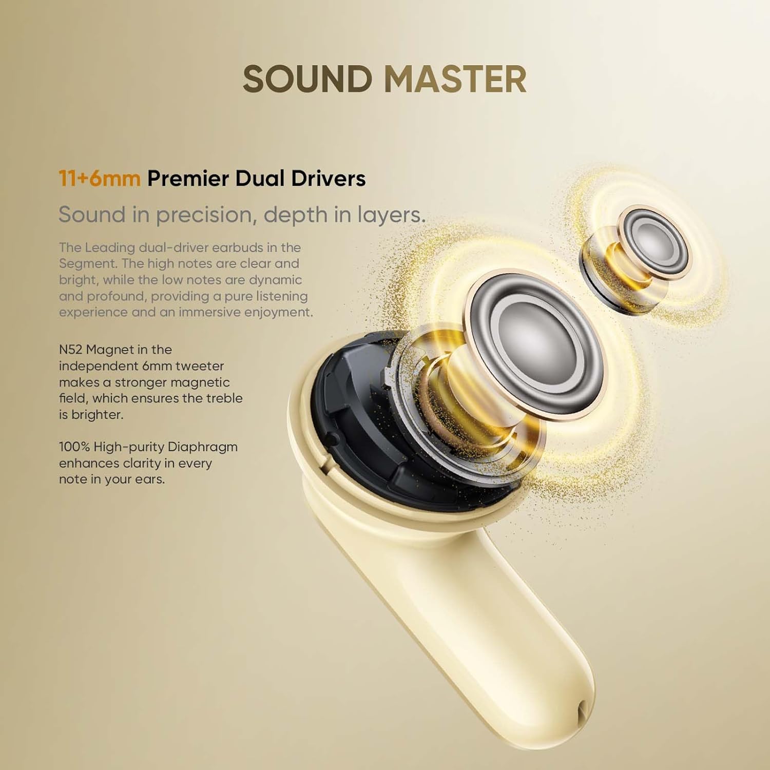 Detalle de realme Buds Air 8 : Écouteurs Bluetooth sans Fil avec ANC adaptative, Double Driver et longévité impressionnante