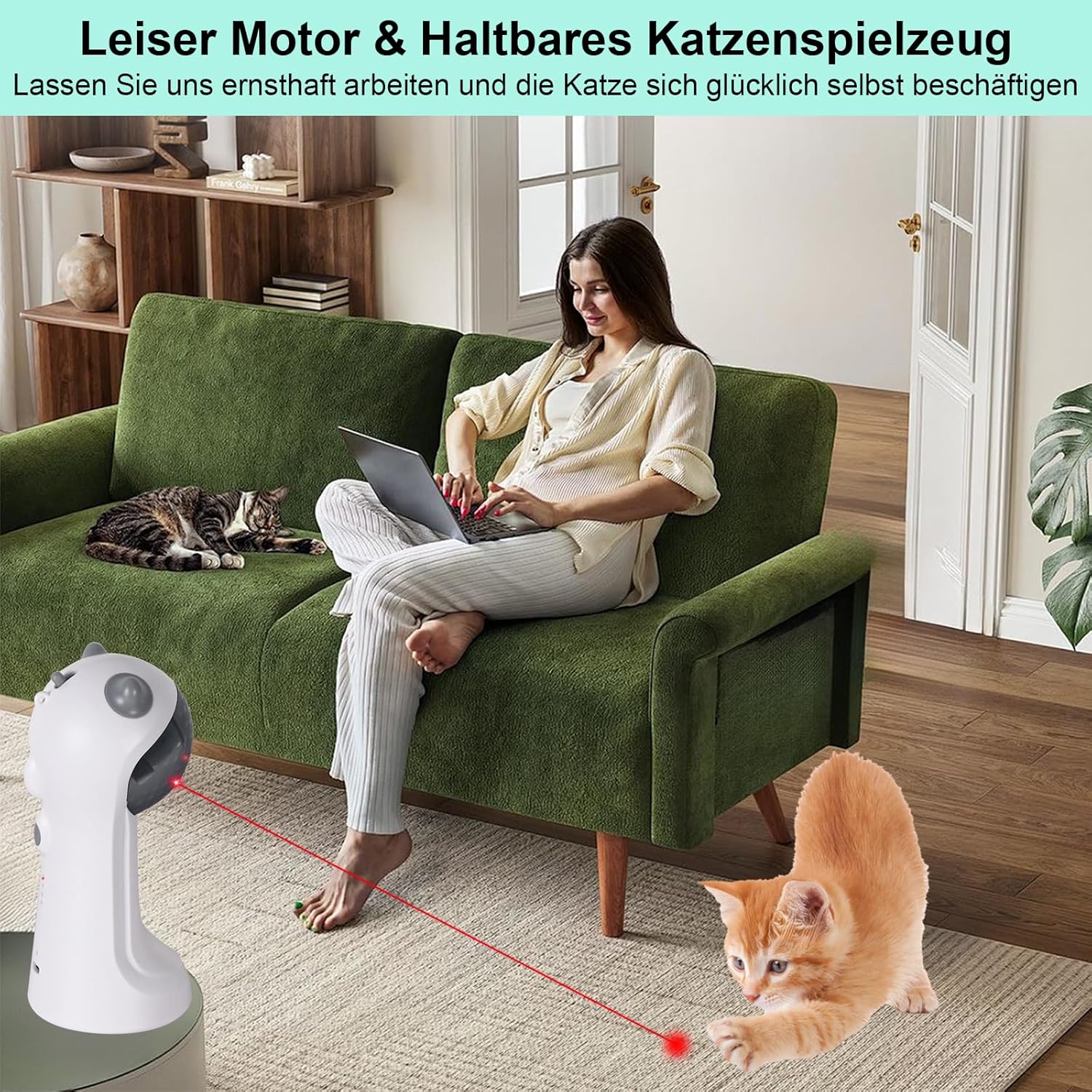 Thumbnail 6 de TBTeek Katzenspielzeug automatisch mit bewegungsaktivierter, rotierender Trajektorie – 4 Geschwindigkeiten, wiederaufladbar