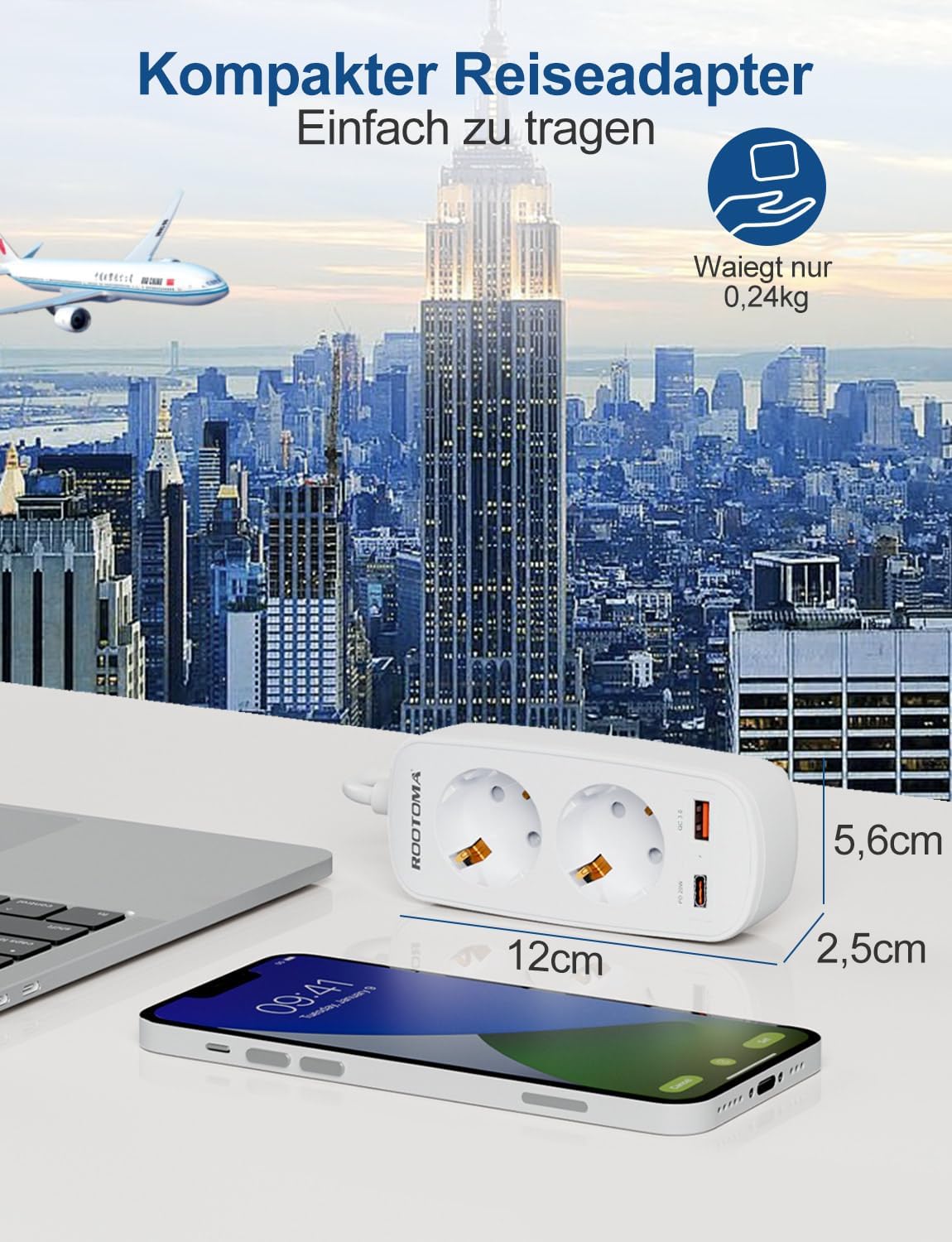 Detalle 2 de USA Adapter Steckdose 20W Reiseadapter 🔌