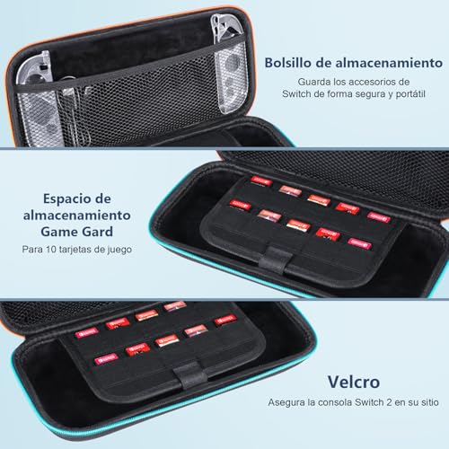 Detalle de LONGYI Funda de Gran Capacidad para Switch 2: protección rígida, impermeable y transporte seguro