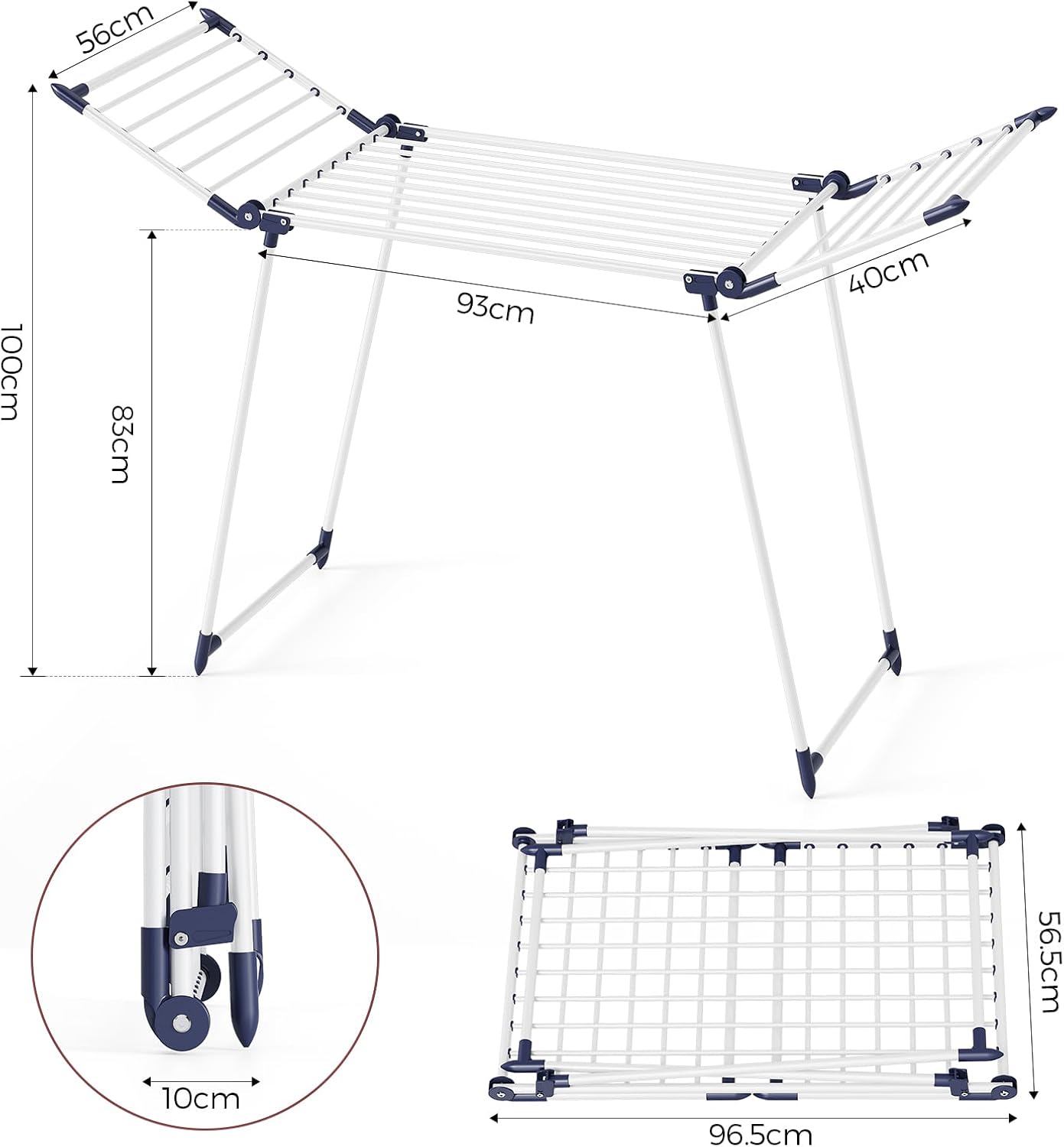 Thumbnail 1 de SYKIARIOL winged clothes airer (foldable drying rack) 175 × 56 × 100cm, white