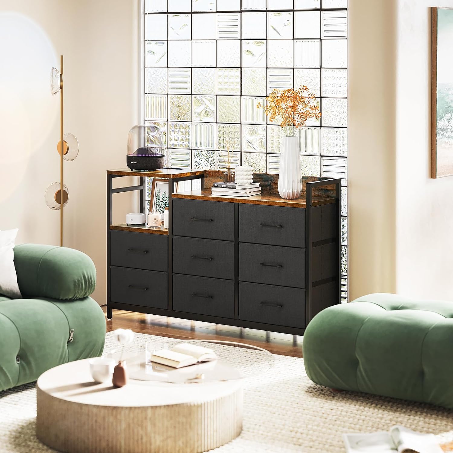 Thumbnail 6 de ODK Chest of Drawers with 8 Fabric Drawers and 2 USB Ports