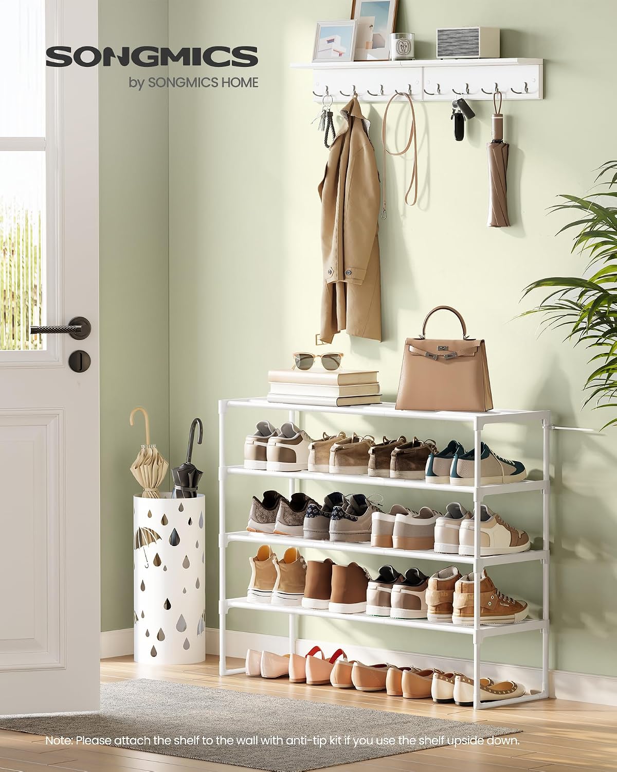 Detalle 2 de SONGMICS 4-Tier Shoe Rack shoe storage organiser