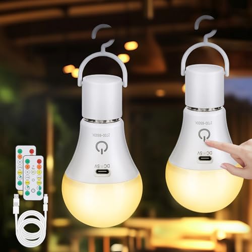Detalle de Kimjo Ampoule E27 Rechargeable avec Télécommande — 7 W, 3 Couleurs (Lot de 2)