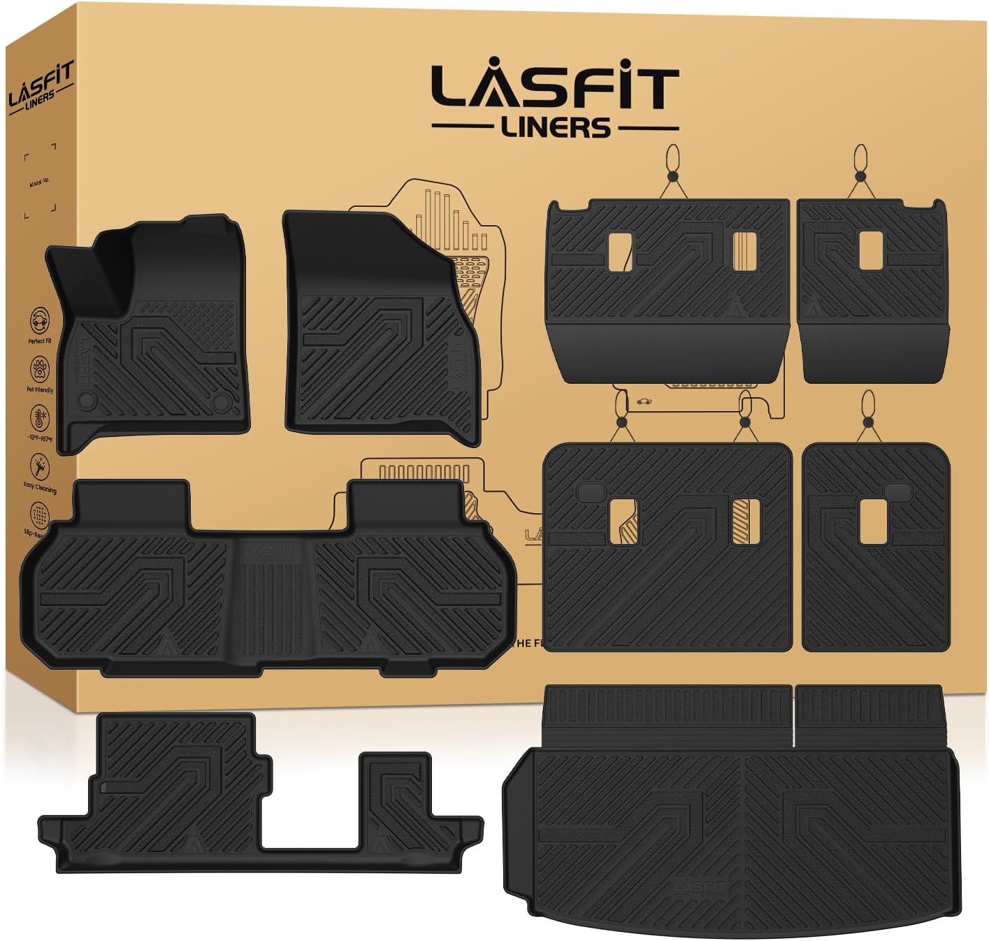 Detalle de LASFIT Floor Mats and Cargo Liner for 8-Seat SUVs