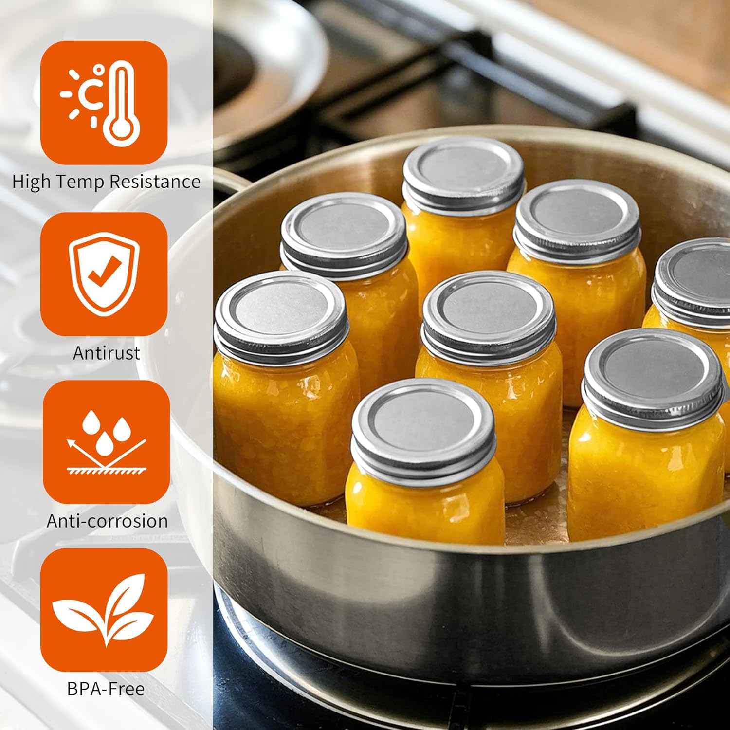 Detalle 2 de Aliggbent 70mm Regular Mouth Canning Lids 130 pcs 🫙