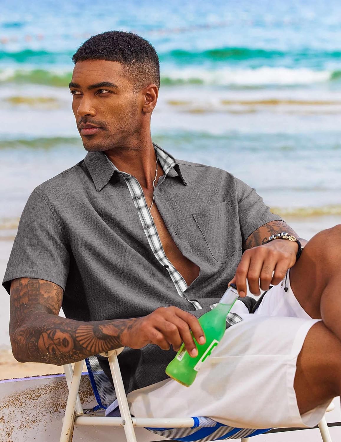 Detalle 2 de COOFANDY Button Down Short Sleeve Shirt