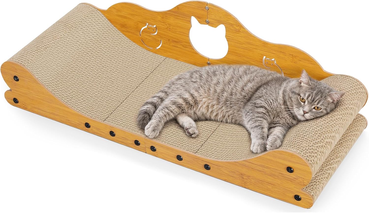 Gimars XXL Katzen Kratzbrett 78 cm im Sofa-Design – Kratzpappe, Möbelschutz und Kuschelplatz für große Katzen