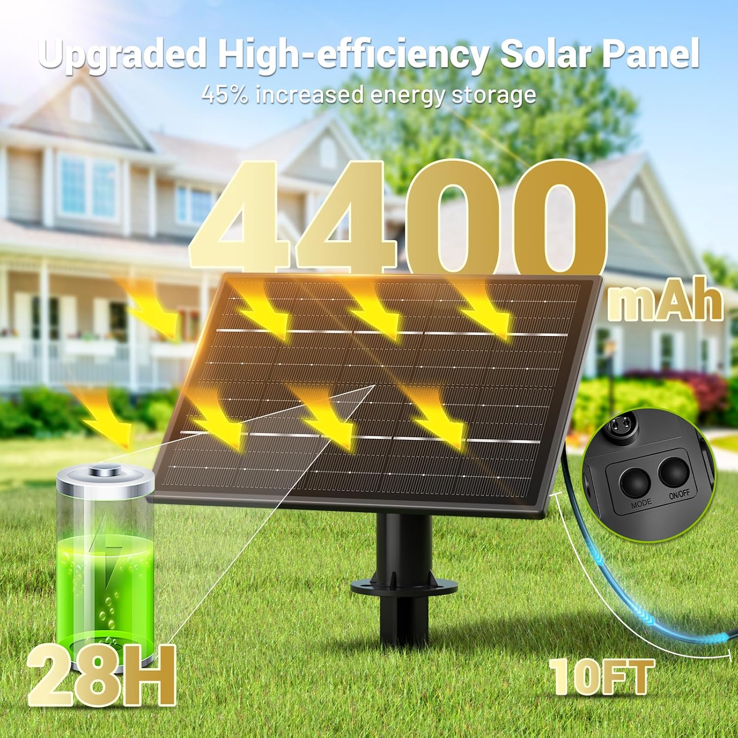 Detalle de Sikitul S11 100 ft Solar String Lights, 36 Warm White LEDs, Remote & USB-C