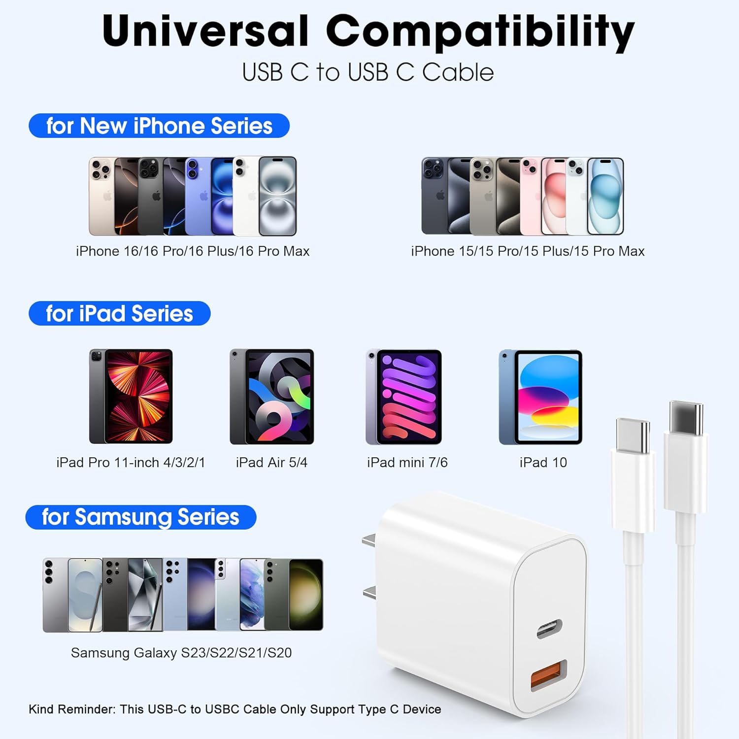 Detalle 2 de iPhone 17 20W Fast USB‑C Charger with 6ft Cable