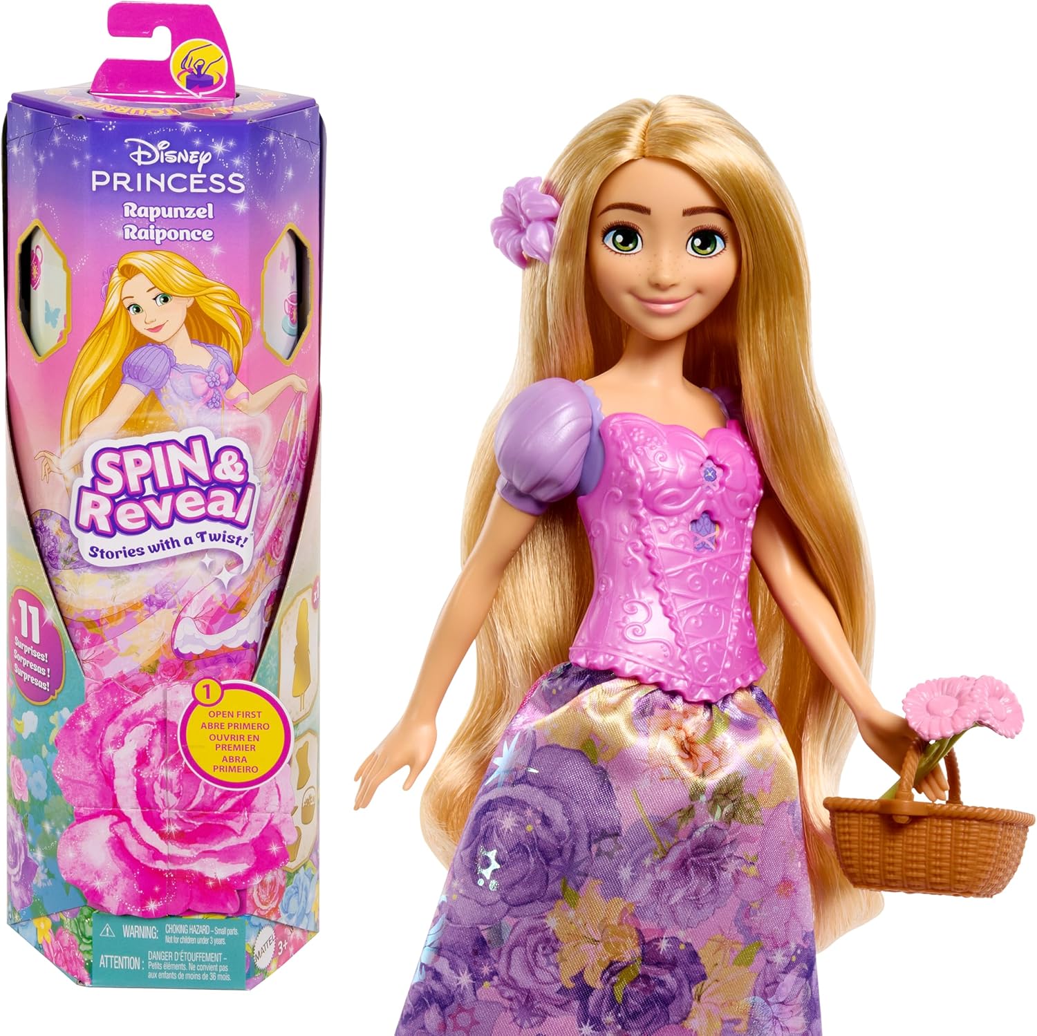 Detalle de Mattel Disney Rapunzel Spin & Reveal Puppen-Set