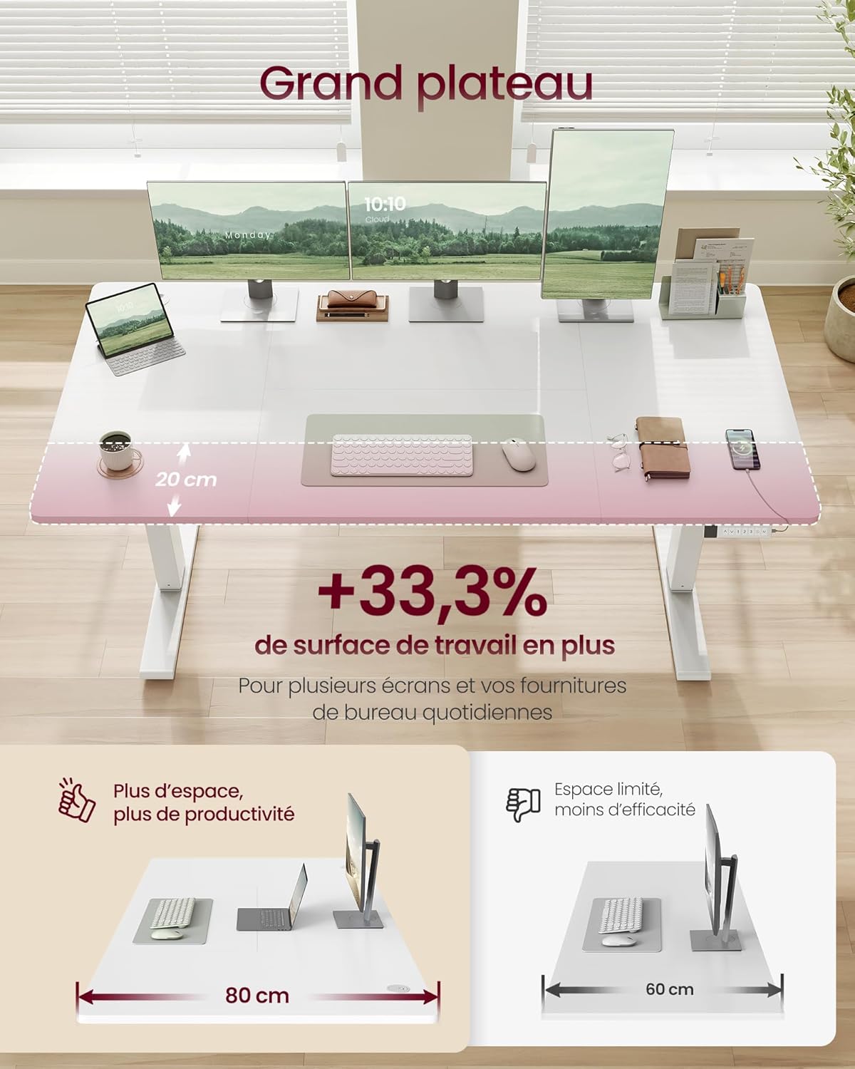 Thumbnail 3 de VASAGLE Bureau Électrique Réglable en Hauteur LSD146BZ02 📘