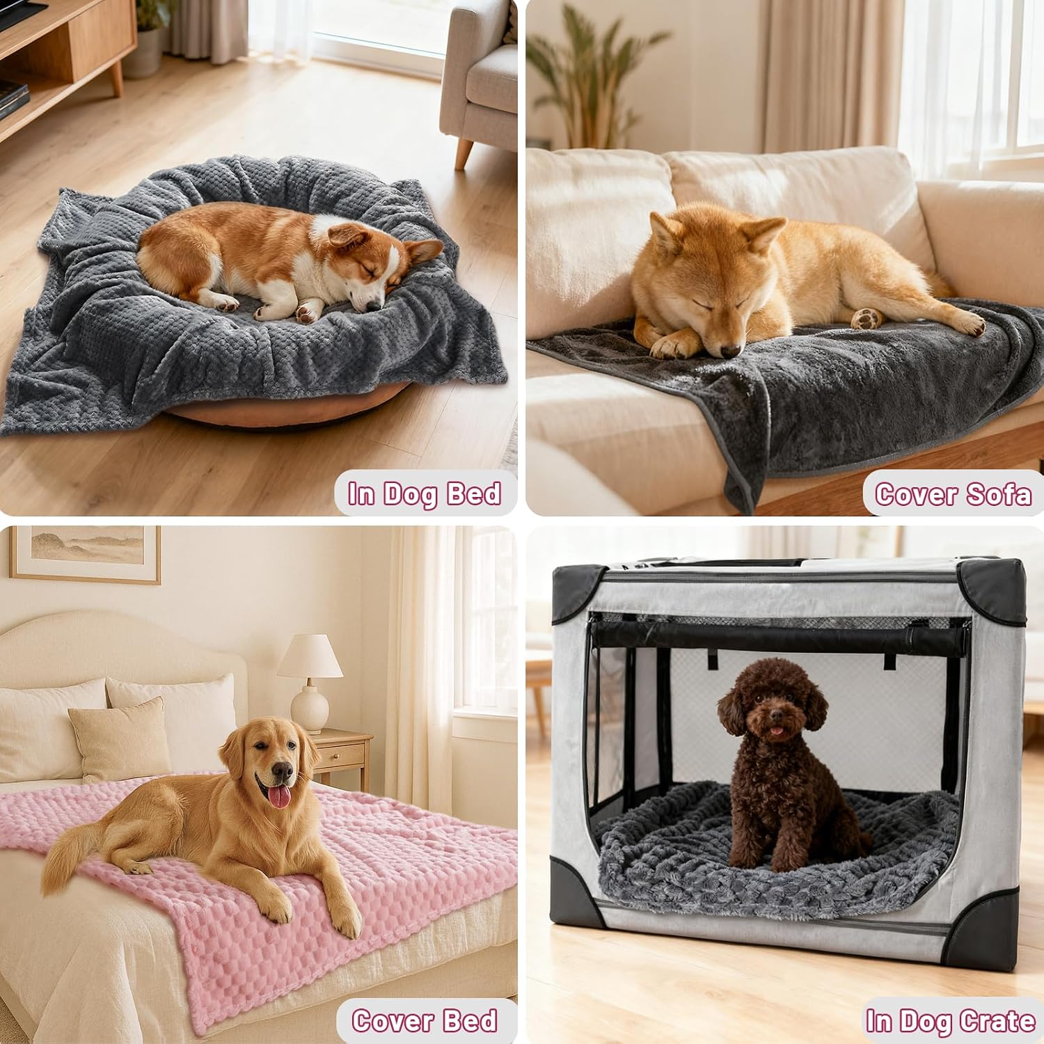 Detalle de Baodan Dog Blankets Washable Soft Fleece (120x100 cm) – Cozy, Washable Pet Throw for Dogs and Cats