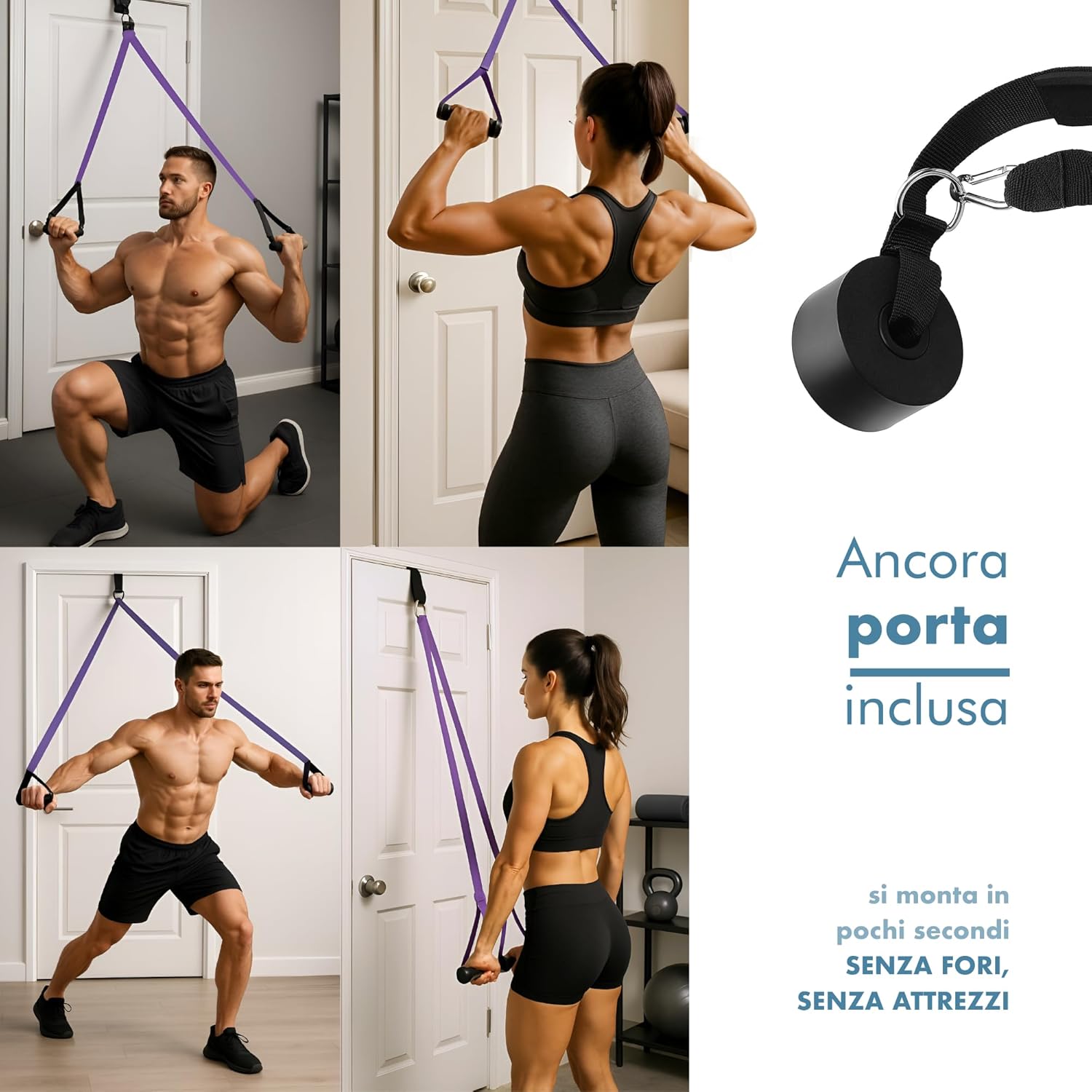 Thumbnail 6 de PORTENTUM Elastici fitness – Set bande elastiche 4 livelli con accessori: trainer a casa per forza e mobilità