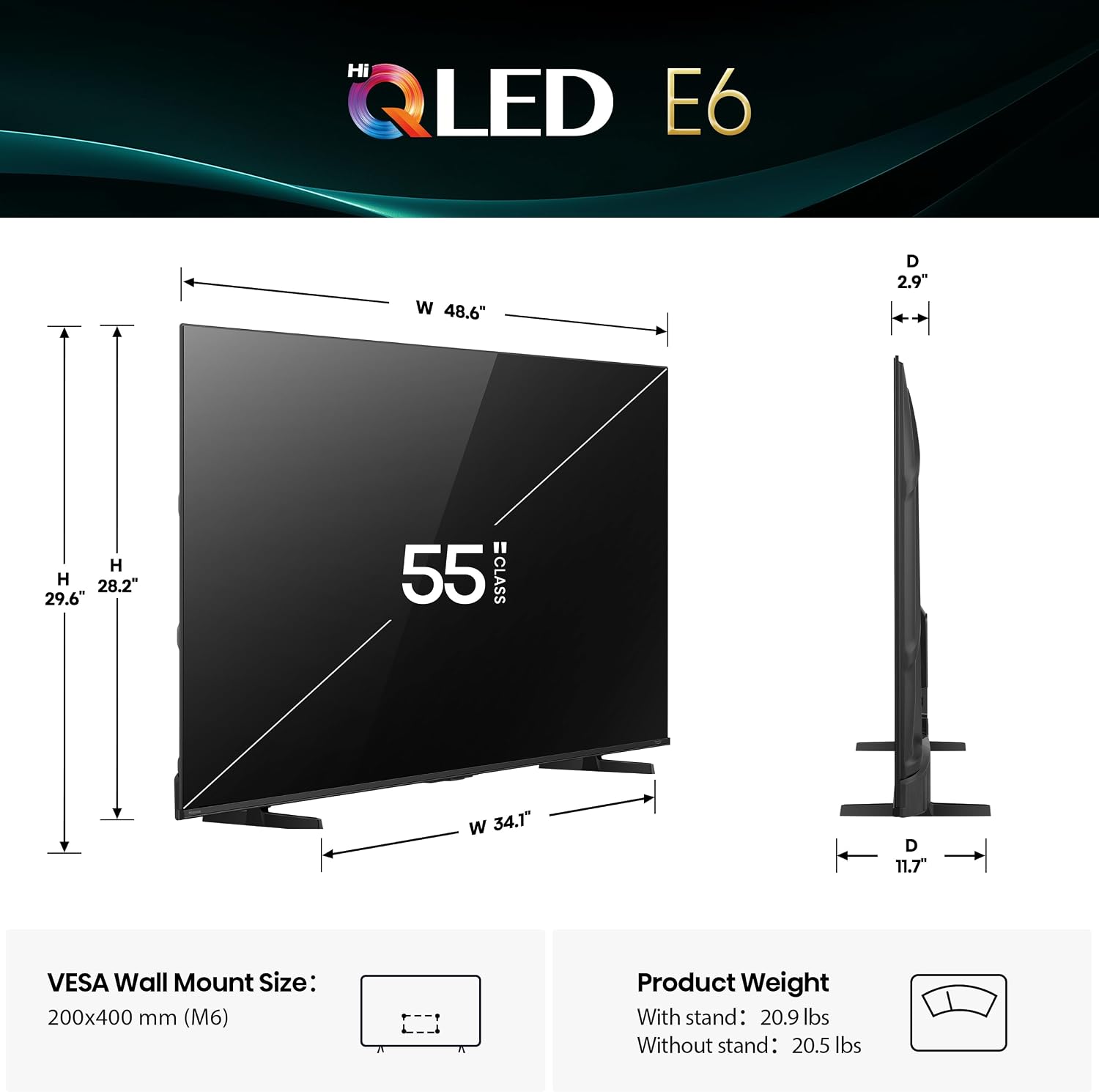 Detalle de Hisense 55E6QF 55-Inch Hi-QLED 4K Smart Fire TV with Dolby Vision