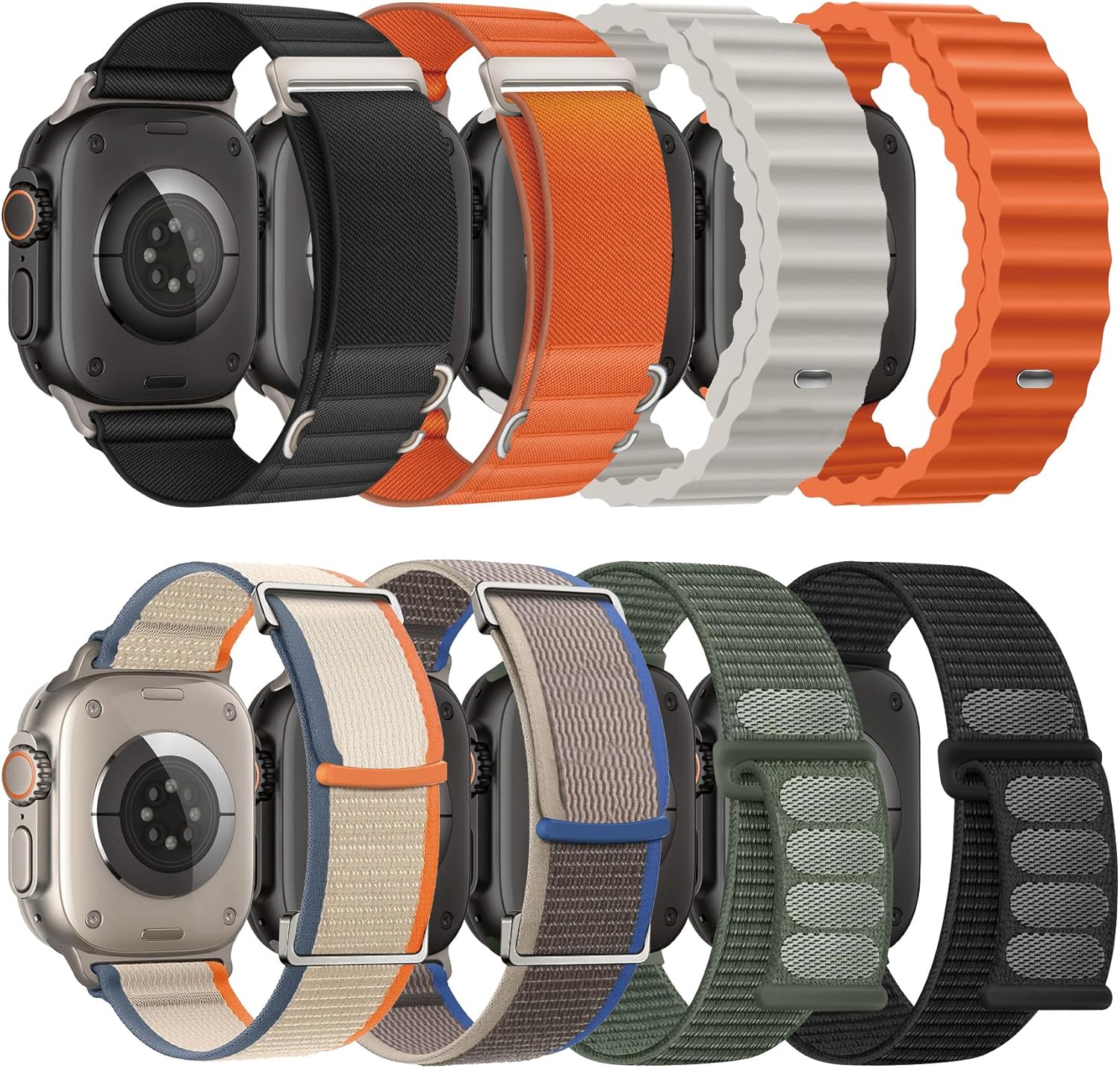 Thumbnail 6 de 8-Pack Compatible Apple Watch Bands for Ultra 3/2: Nylon, Silicone, Milanese, Sport Loop