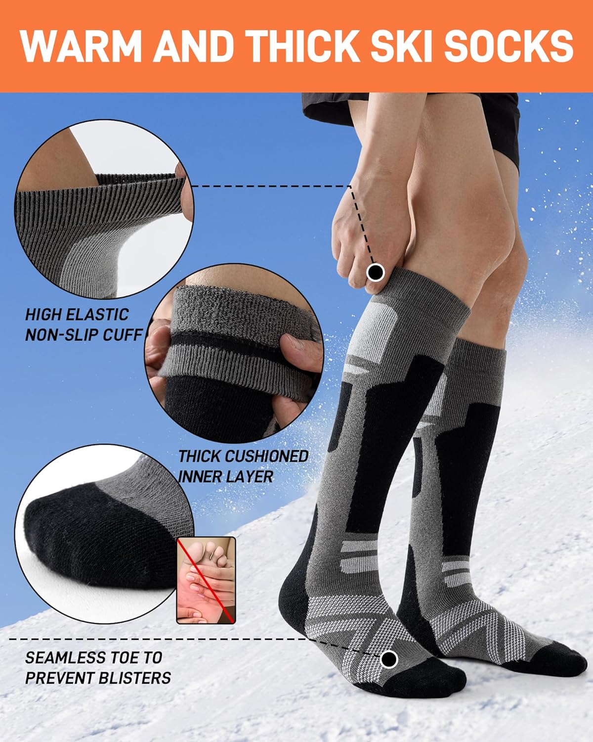 Detalle de Niorasen Merino Wool Ski Socks 2 Pairs